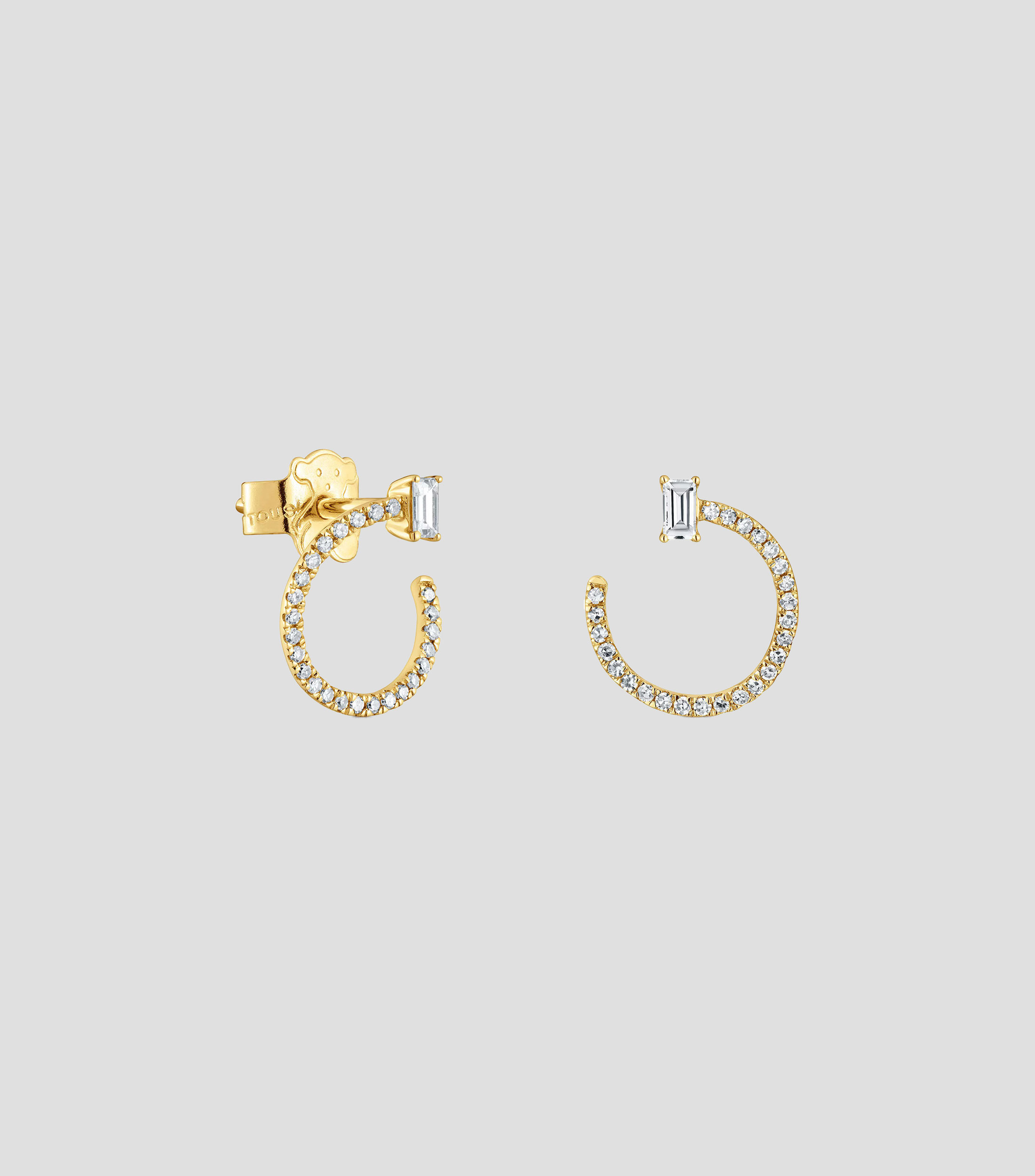 Aretes medio circulo en oro de 18 kilates con diamantes Les Classiques Mujer