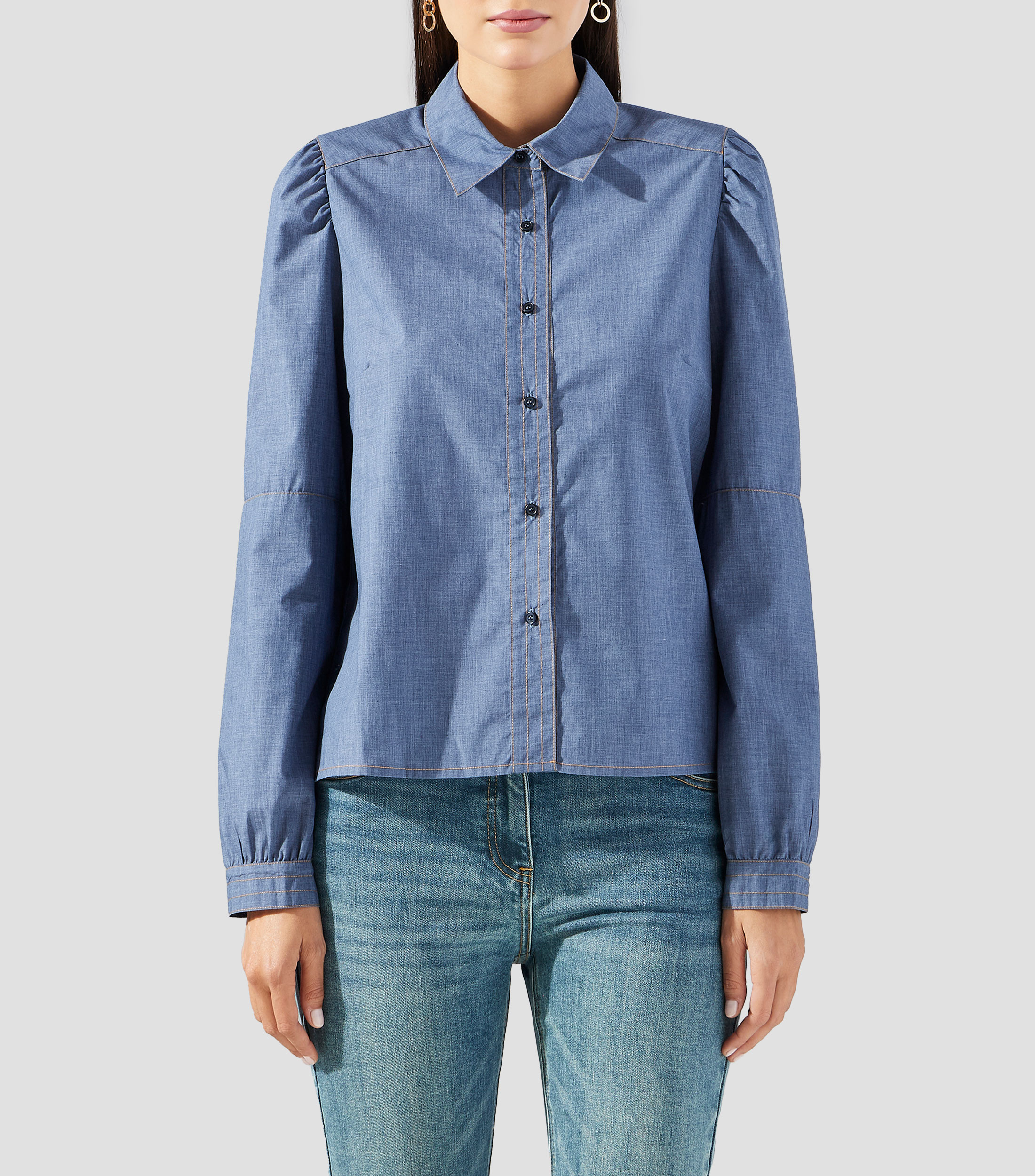 Blusa lisa manga larga Mujer