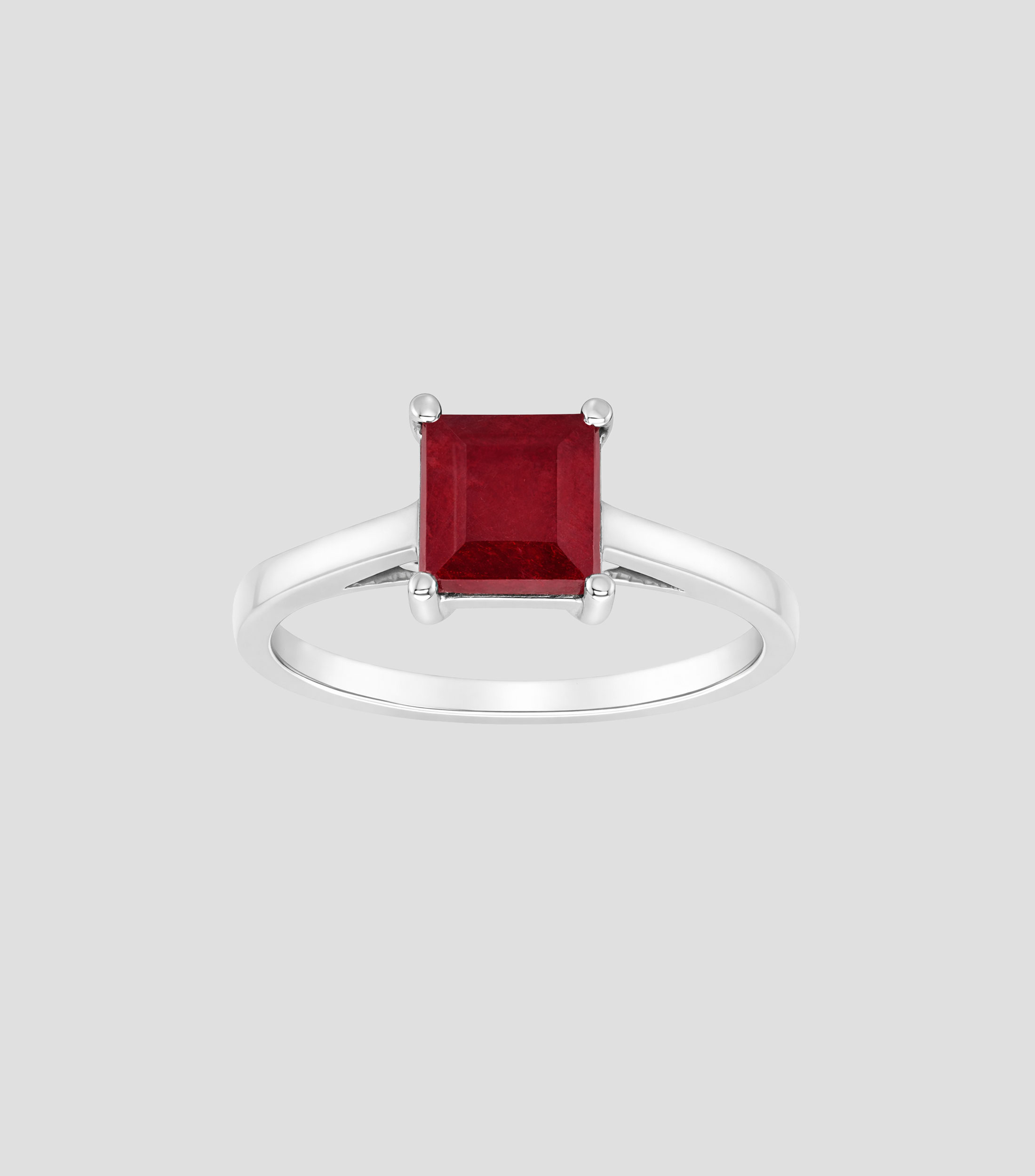Anillo en oro blanco de 14 kilates con rubí Mujer