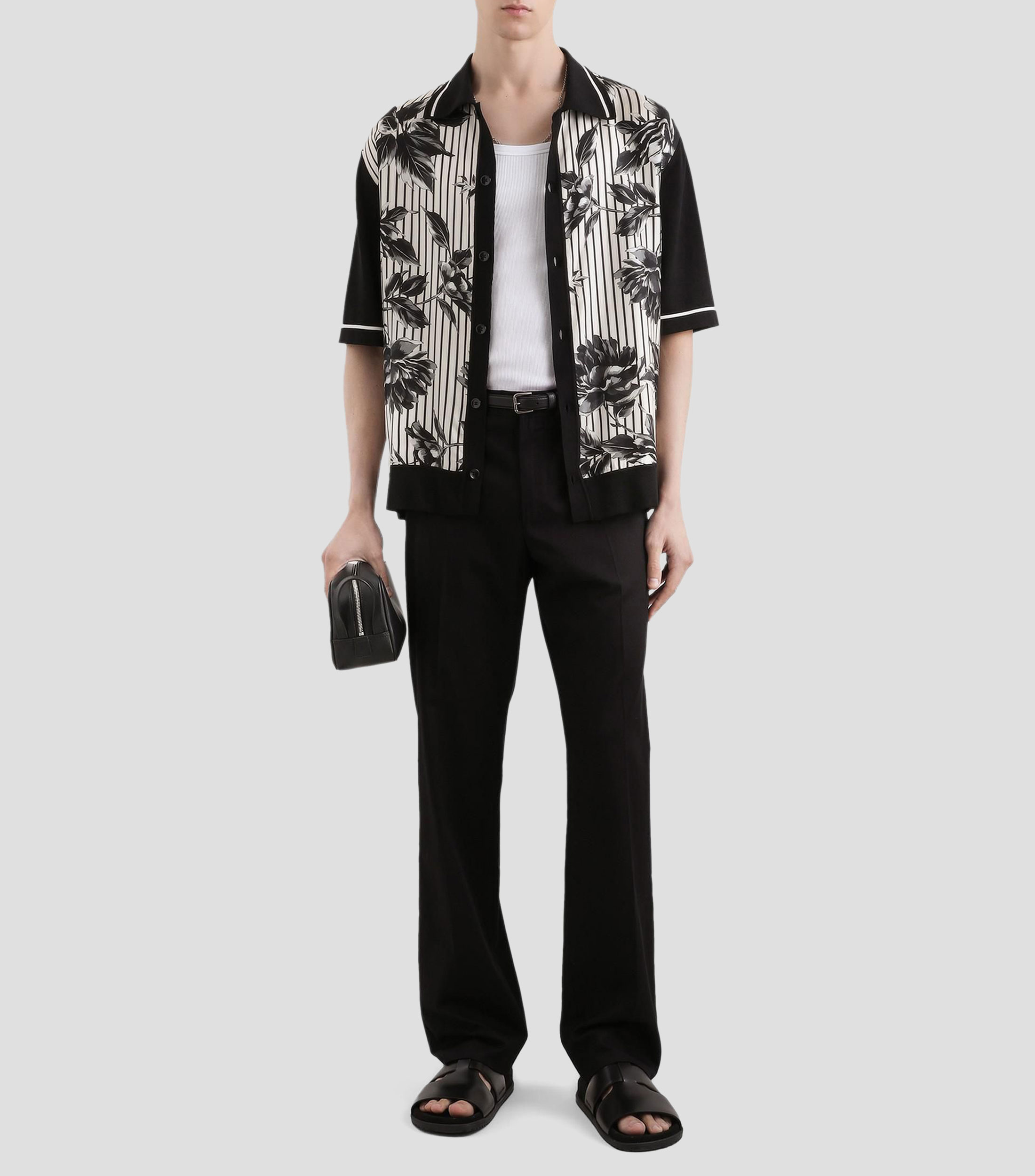 Camisa Sartoria estampada en seda manga corta Hombre