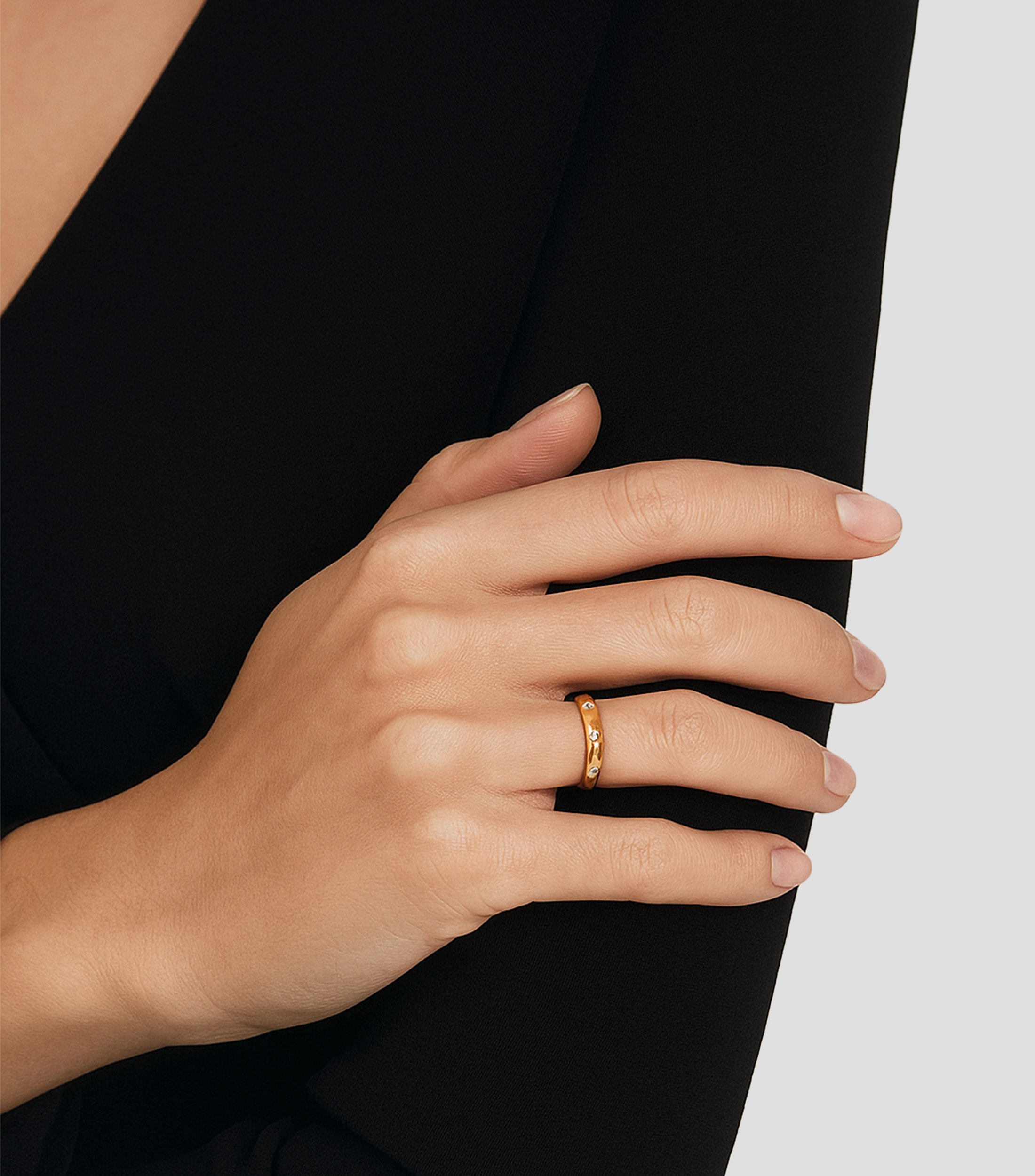 Anillo de compromiso en oro amarillo de 18 Kts con diamantes Talla 13 Mujer