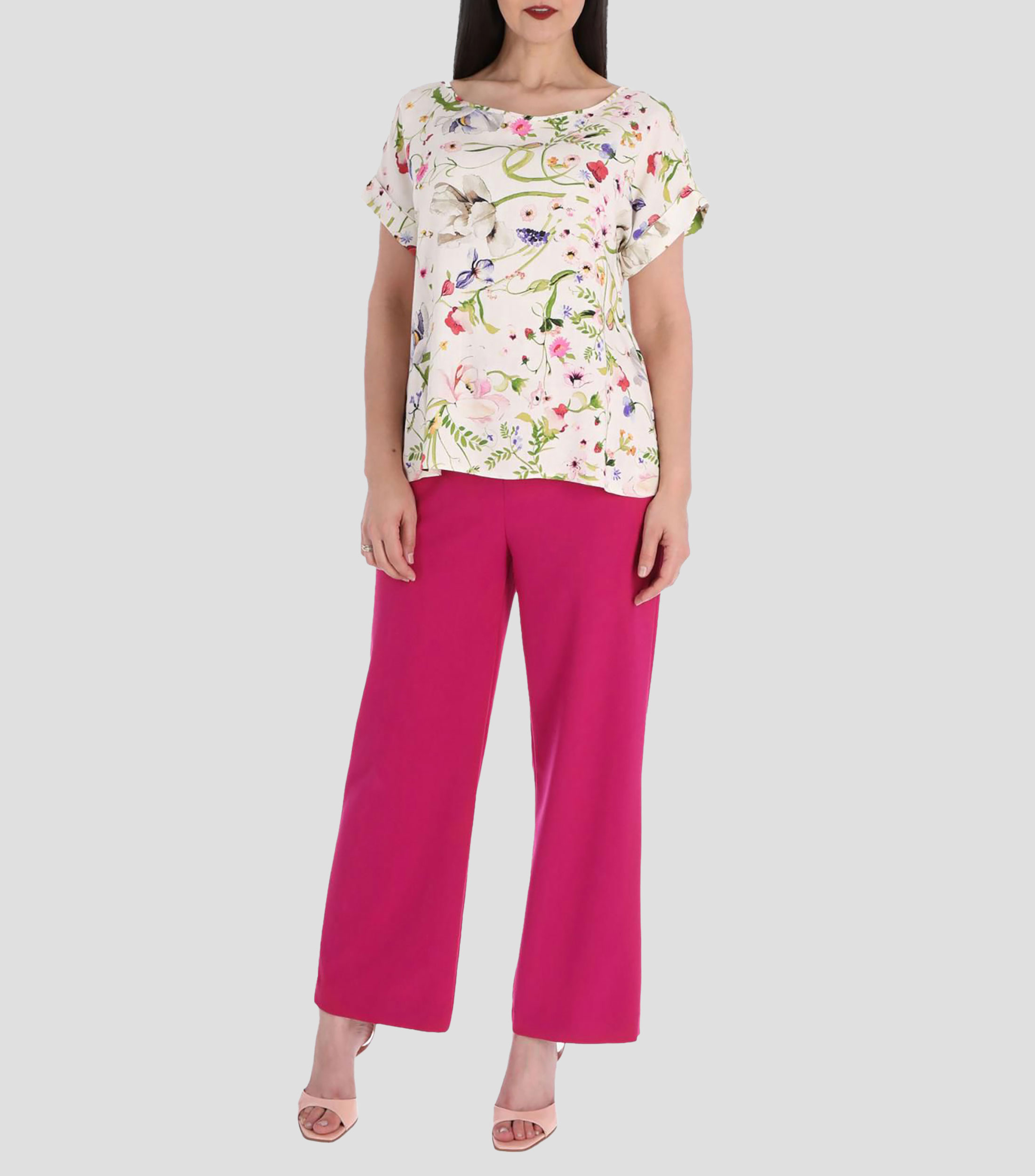 Blusa estampada manga corta Mujer