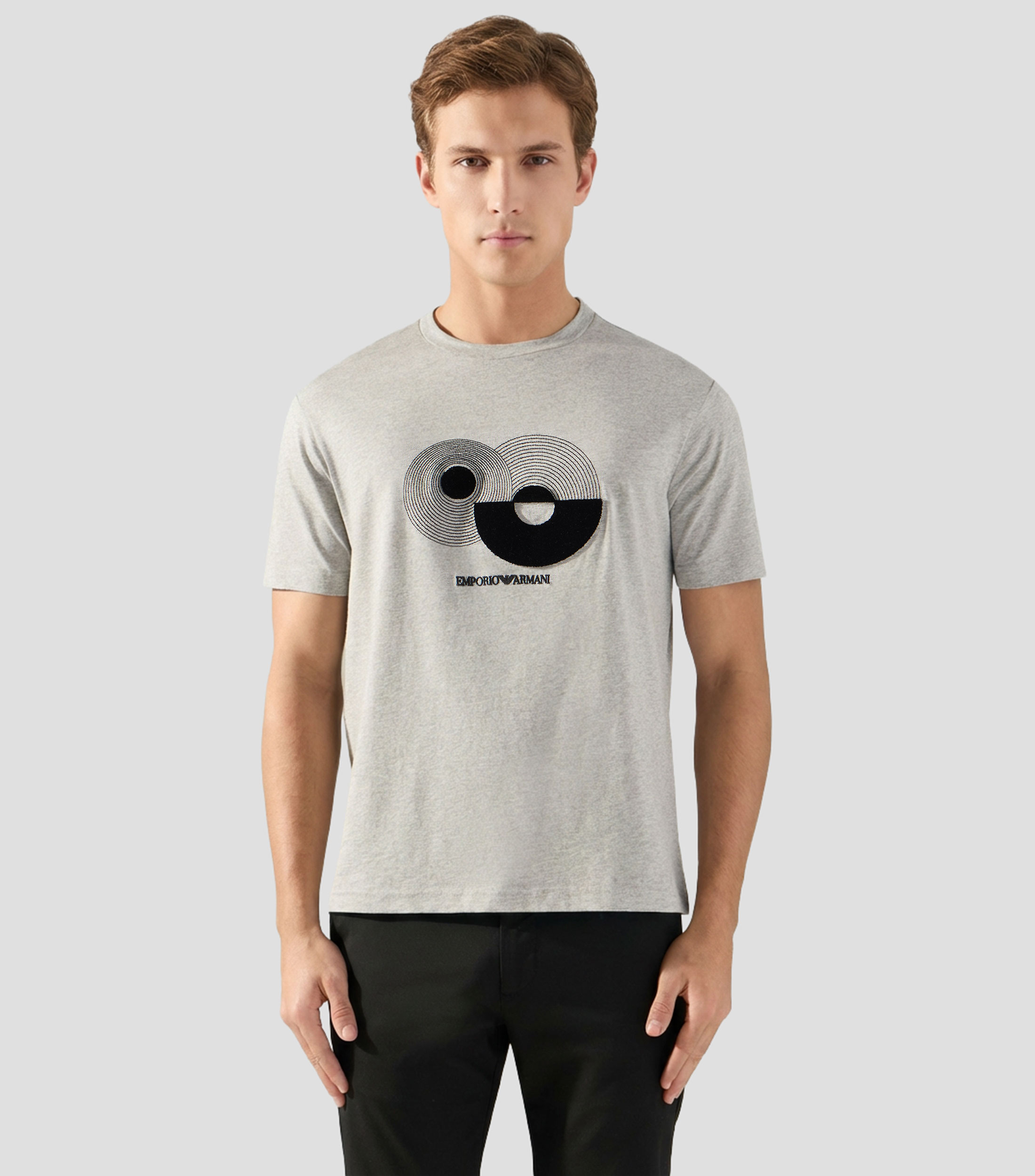 Playera de cuello redondo con manga corta estampada Hombre