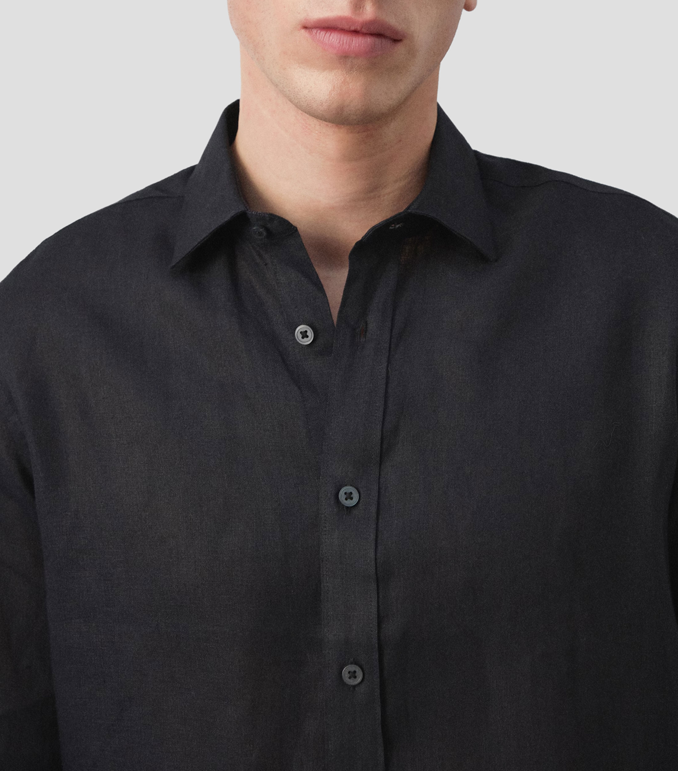 Camisa lisa manga larga Hombre