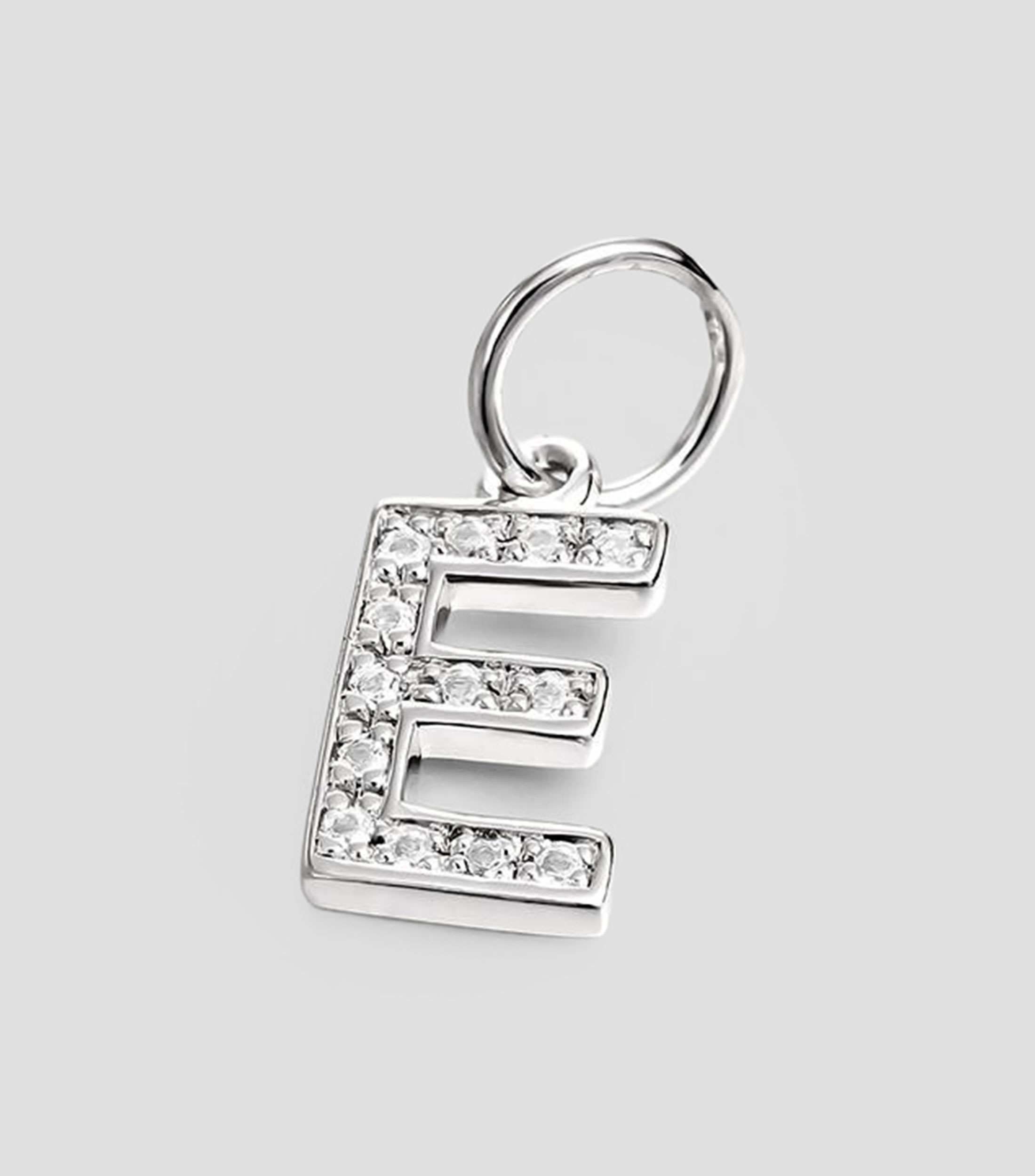 Charm letra E en plata .925 ABC con topacios blancos Mujer