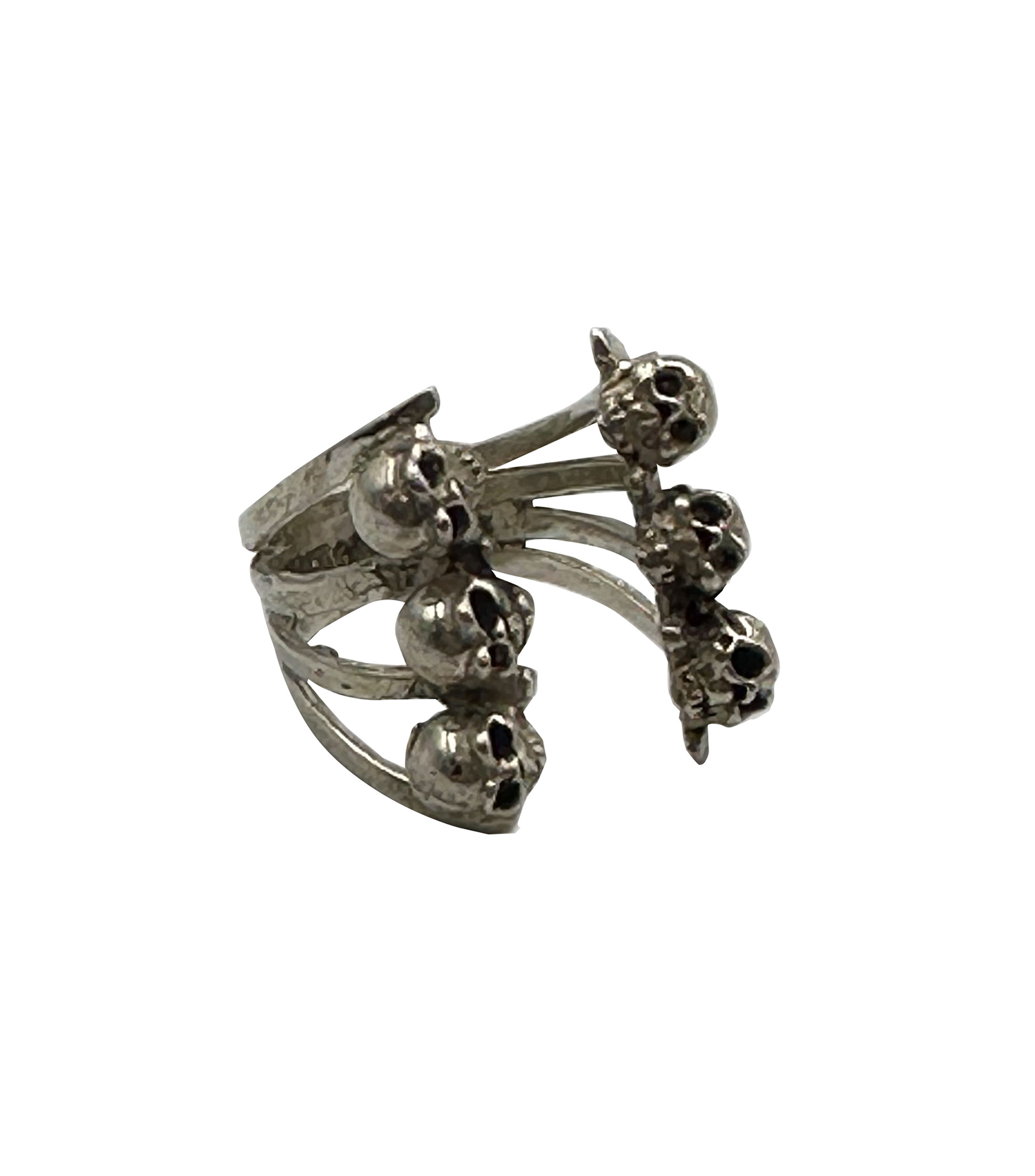 Anillo abierto en plata .925 con calaveras Hombre