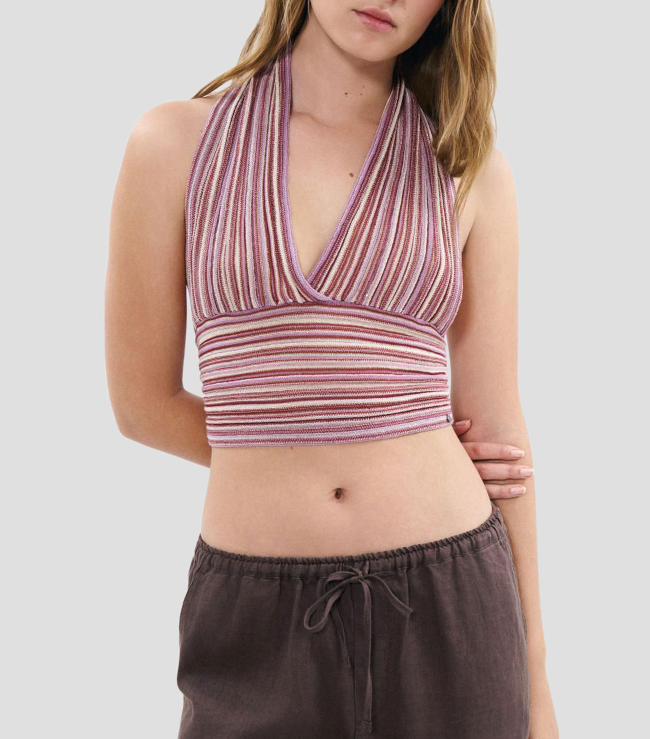 Blusa rayas sin mangas Mujer