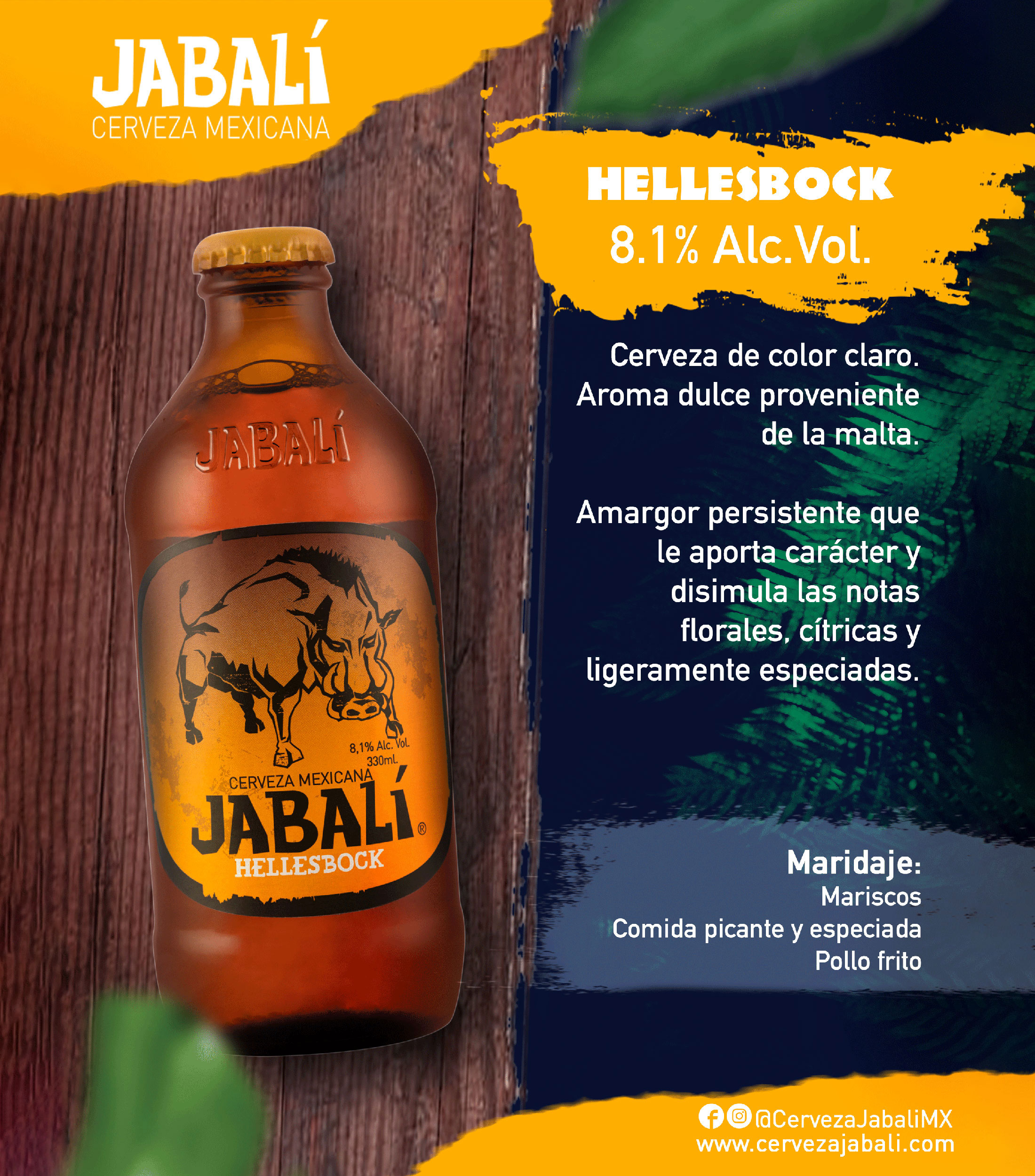 Cerveza artesanal Jabali Helles, 330 ml