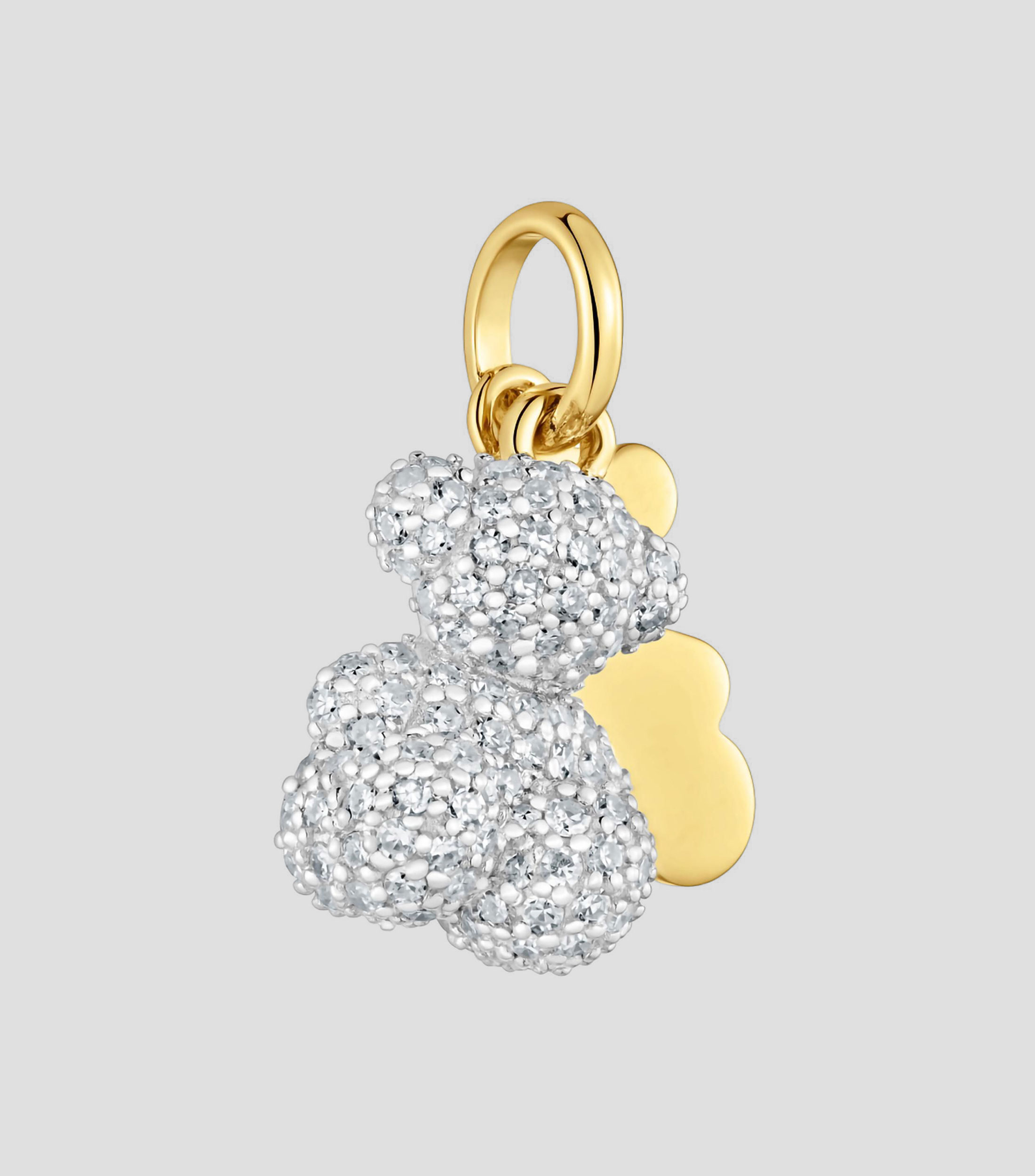 Dije doble de oso Bold Bear en plata con diamantes Mujer