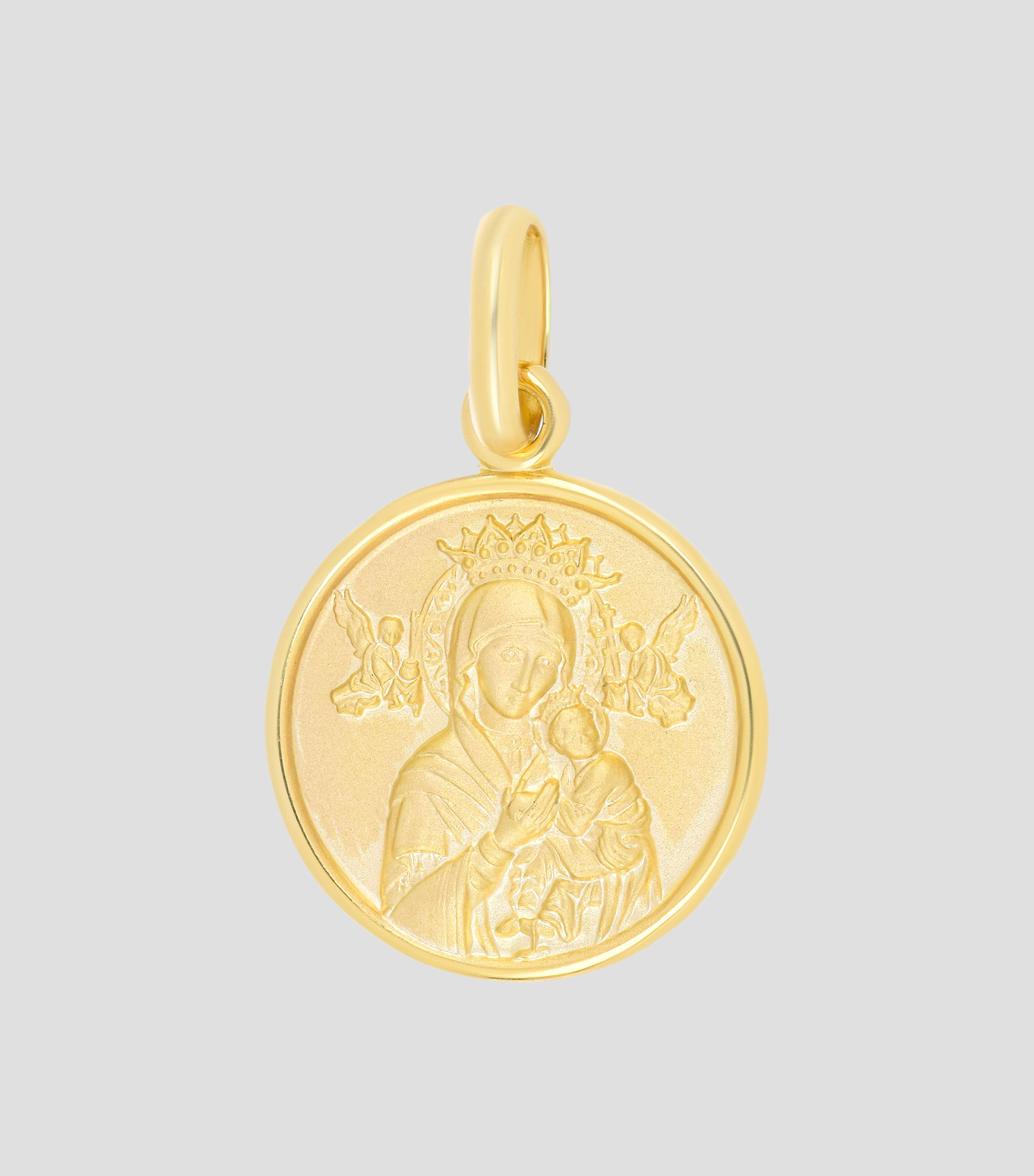 Medalla en Oro amarillo 14 Kts Nuestra señora del perpetuo Socorro Unisex