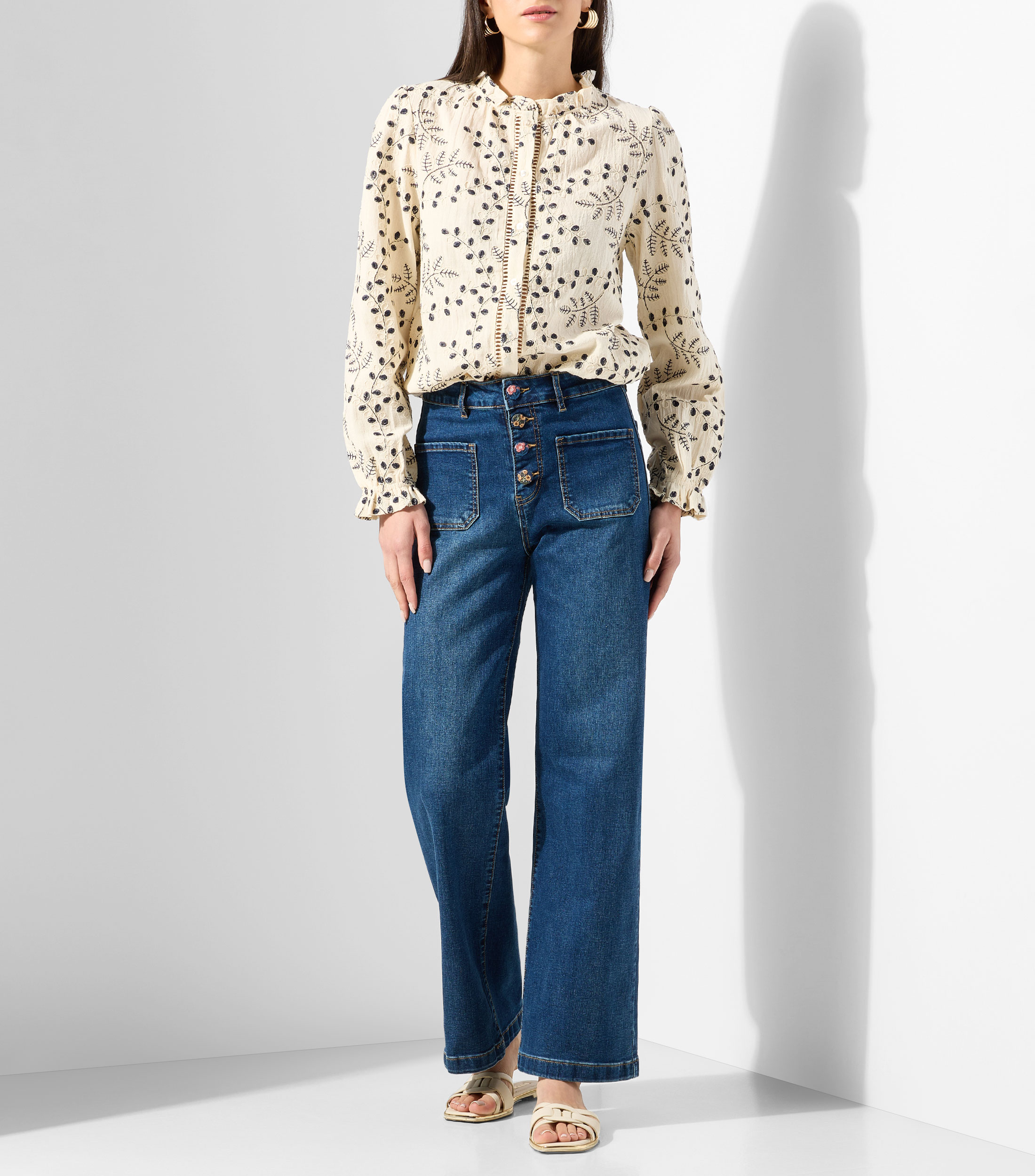 Camisa fantasía cuello mao manga larga Mujer