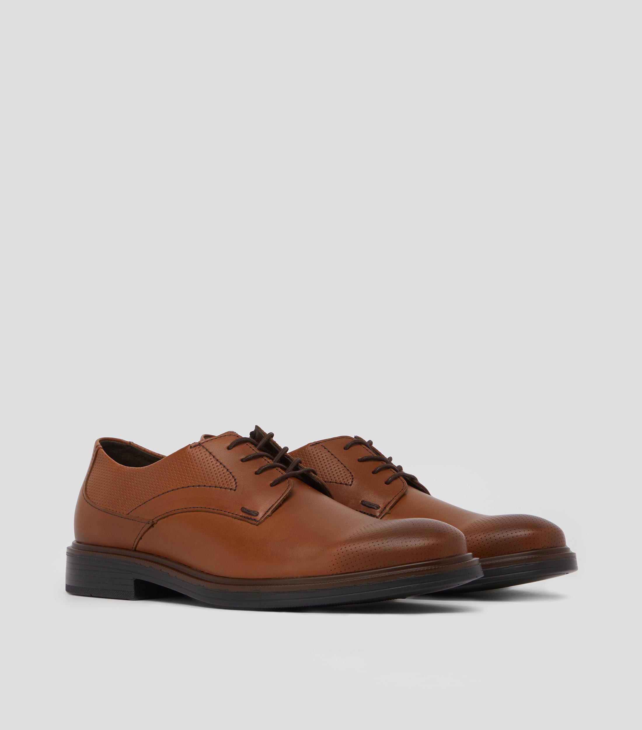 Zapatos de vestir Derby café Parker en piel Hombre