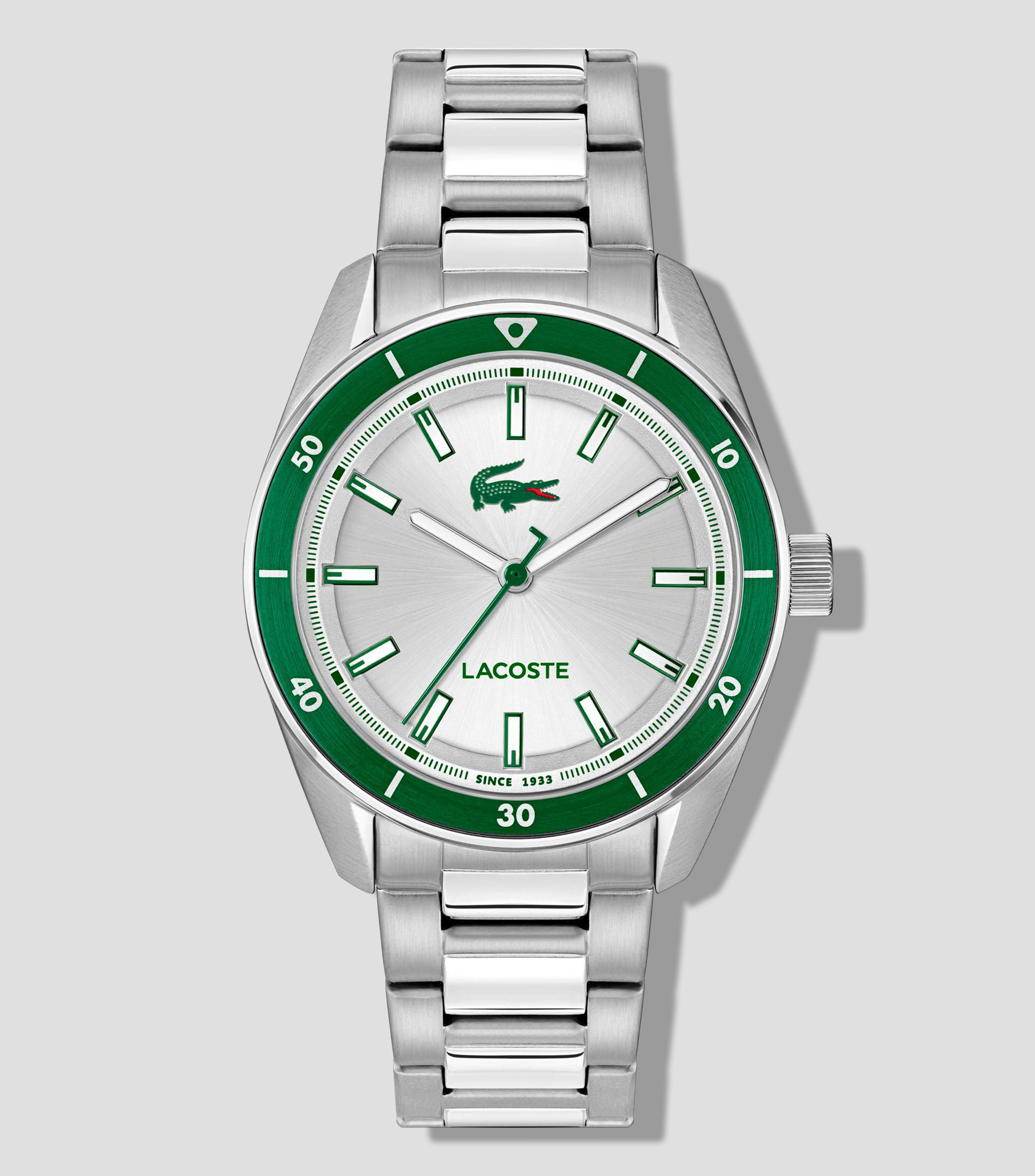 Reloj pata Hombre Boston casual plateado, verde