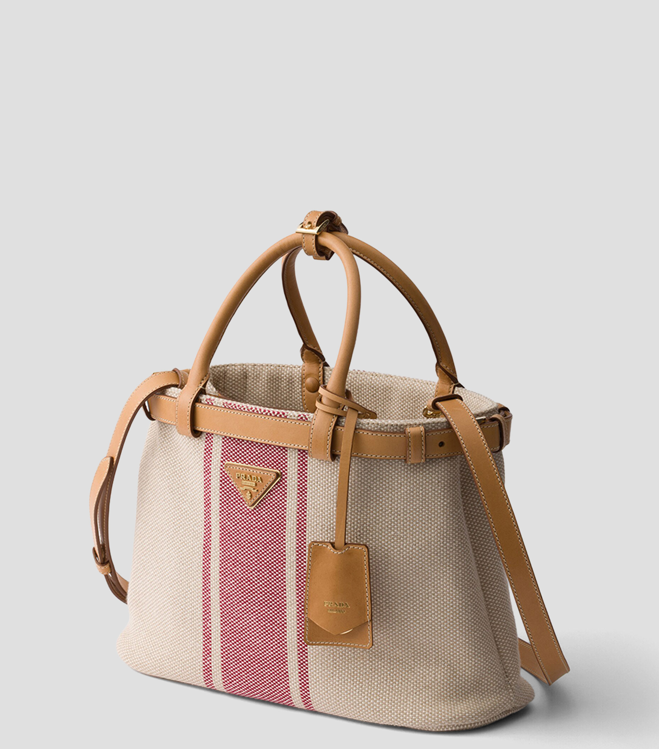 Bolsa Satchel Beige Buckle con Detalles en Piel, Mujer