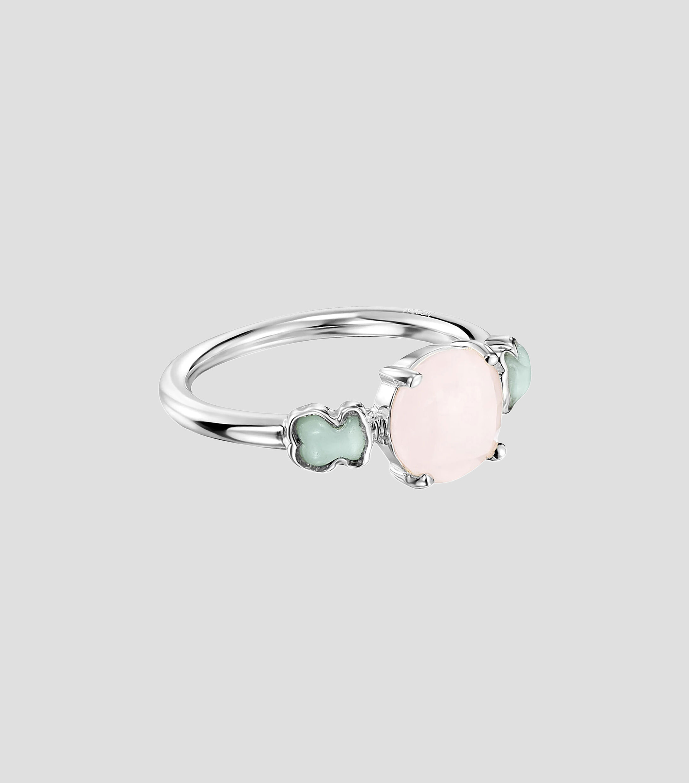Anillo en plata con dos osos con gema Mujer