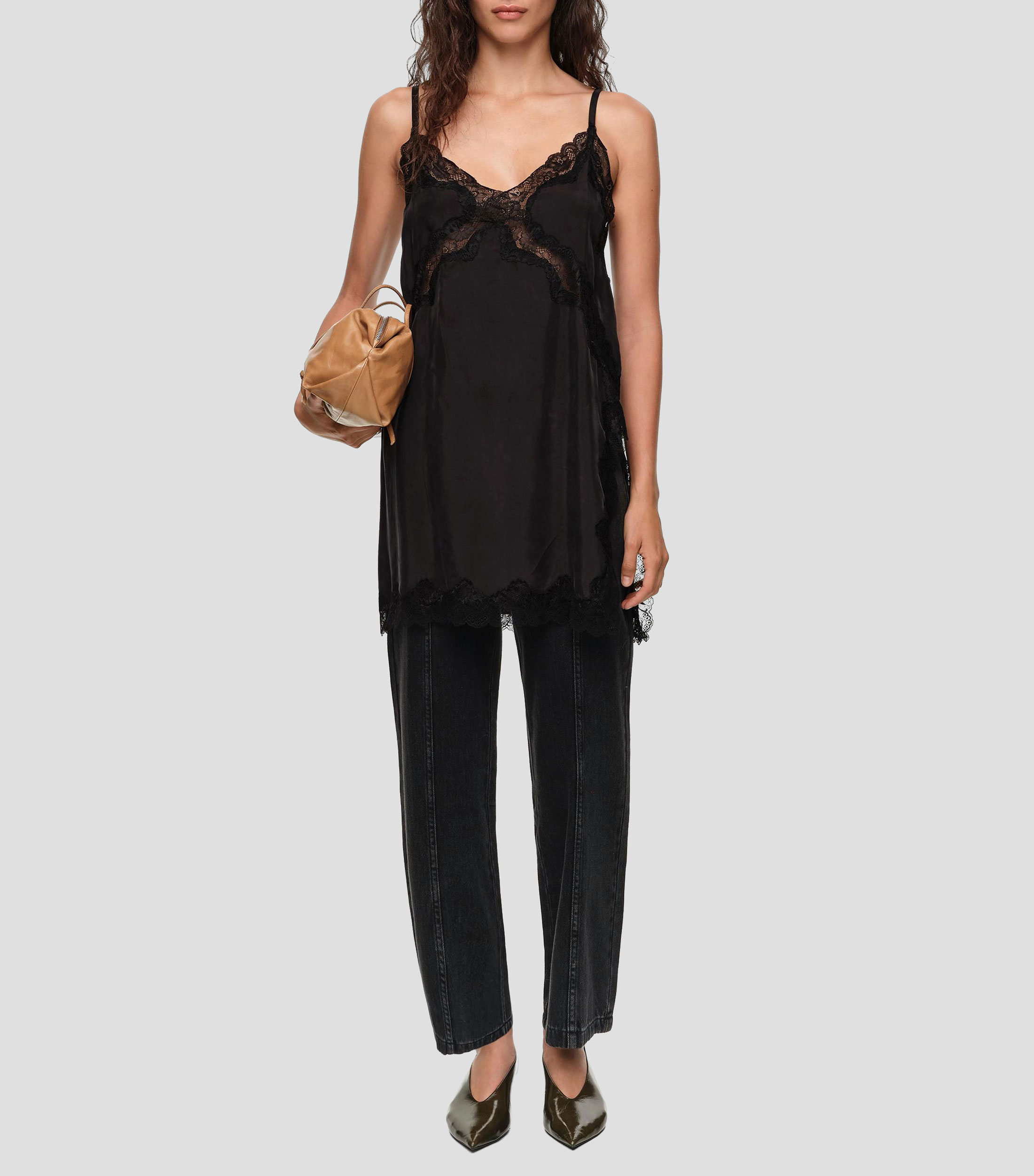 Pantalón denim tobillero Mujer