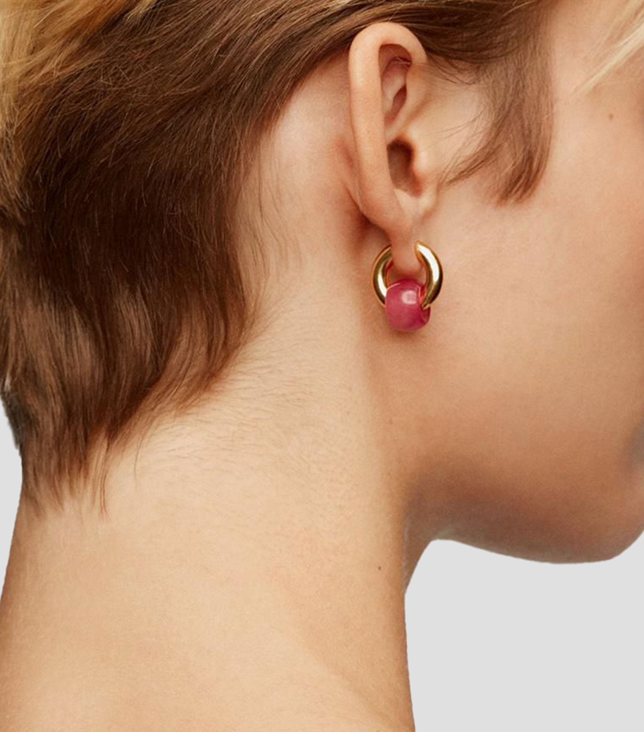 Pendientes en plata .925 con jade rojo Donkie Mujer