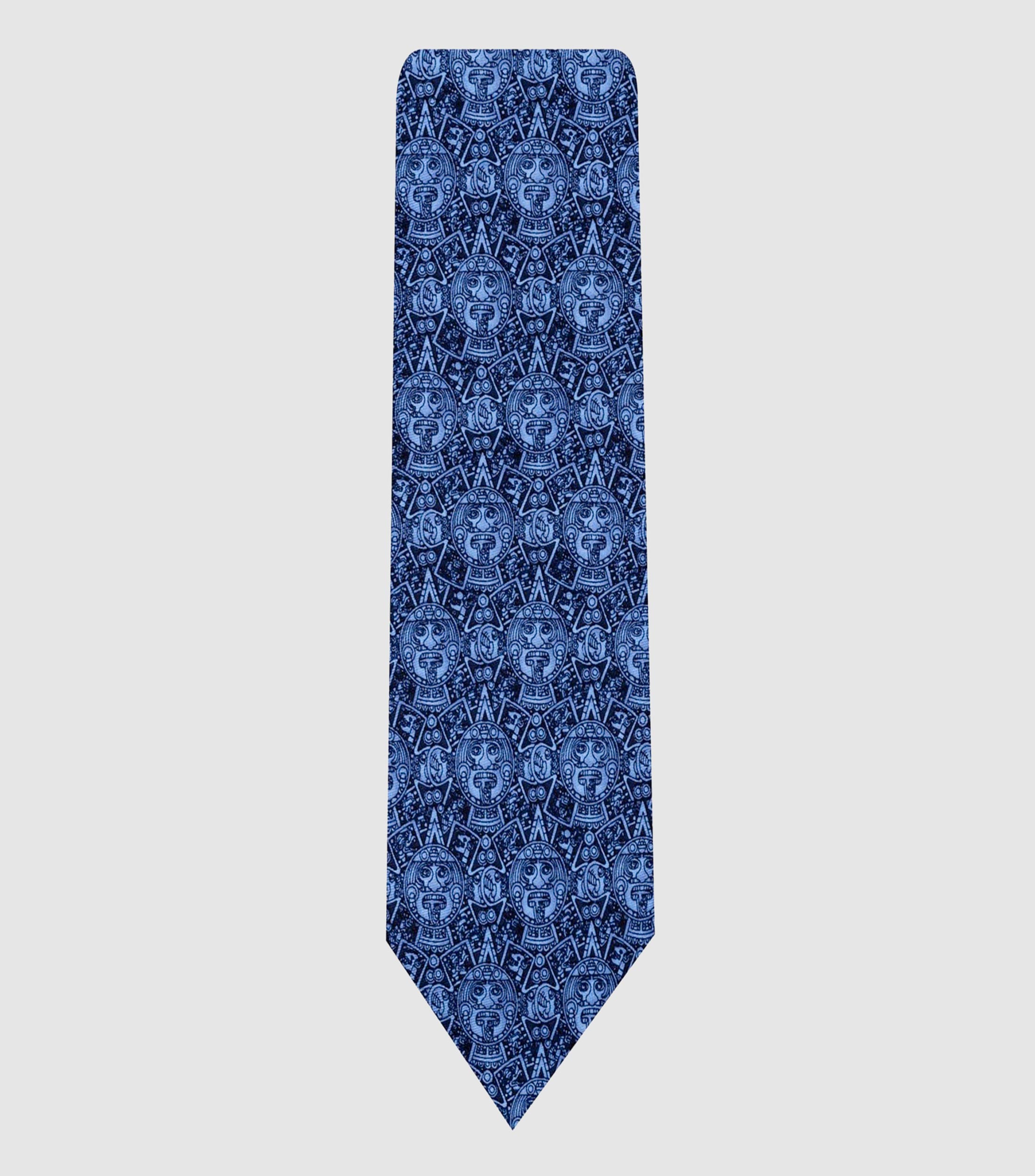 Corbata ancha en seda Azul marino Sol Azteca