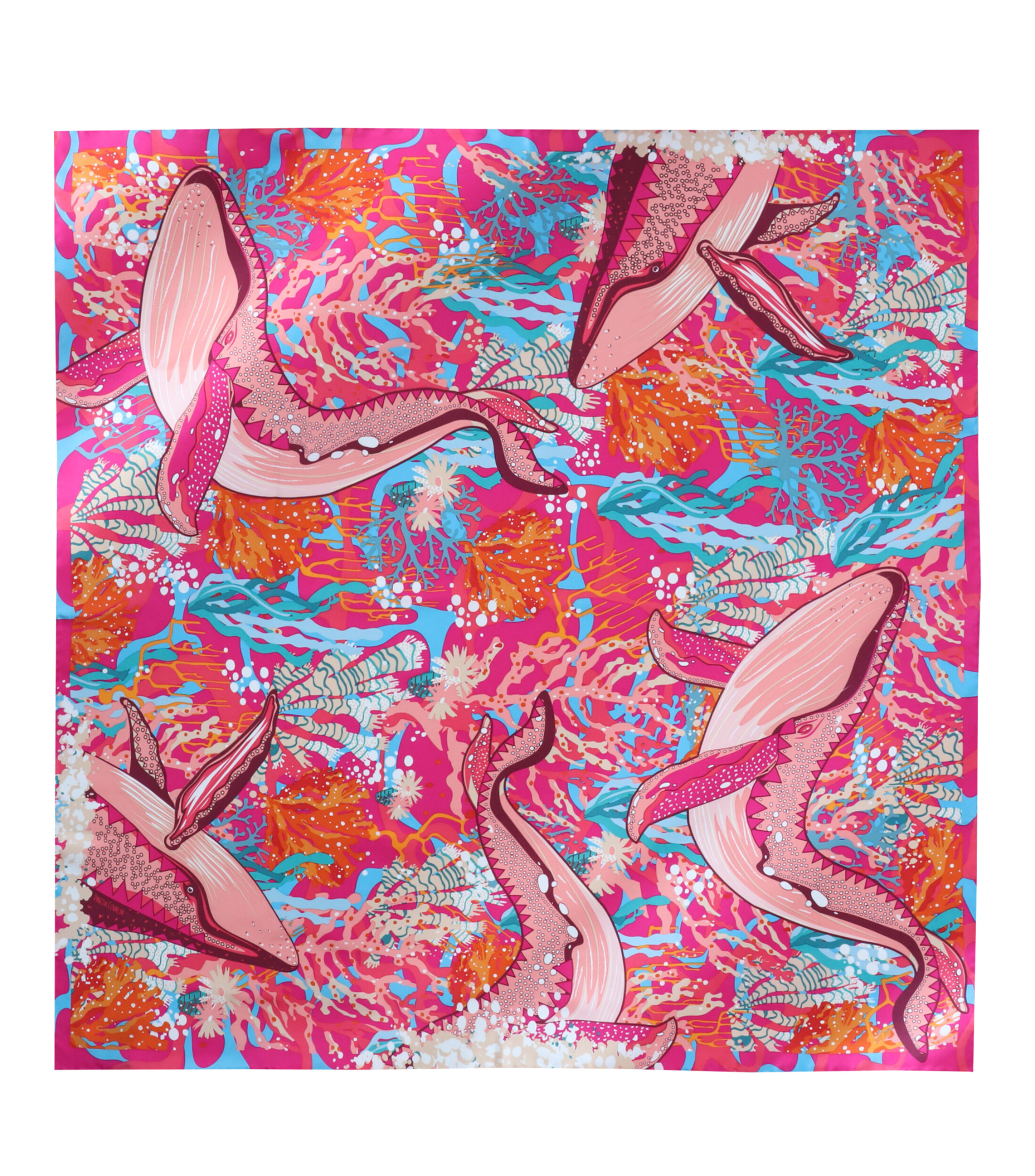 Mascada multicolor con ballenas Mujer