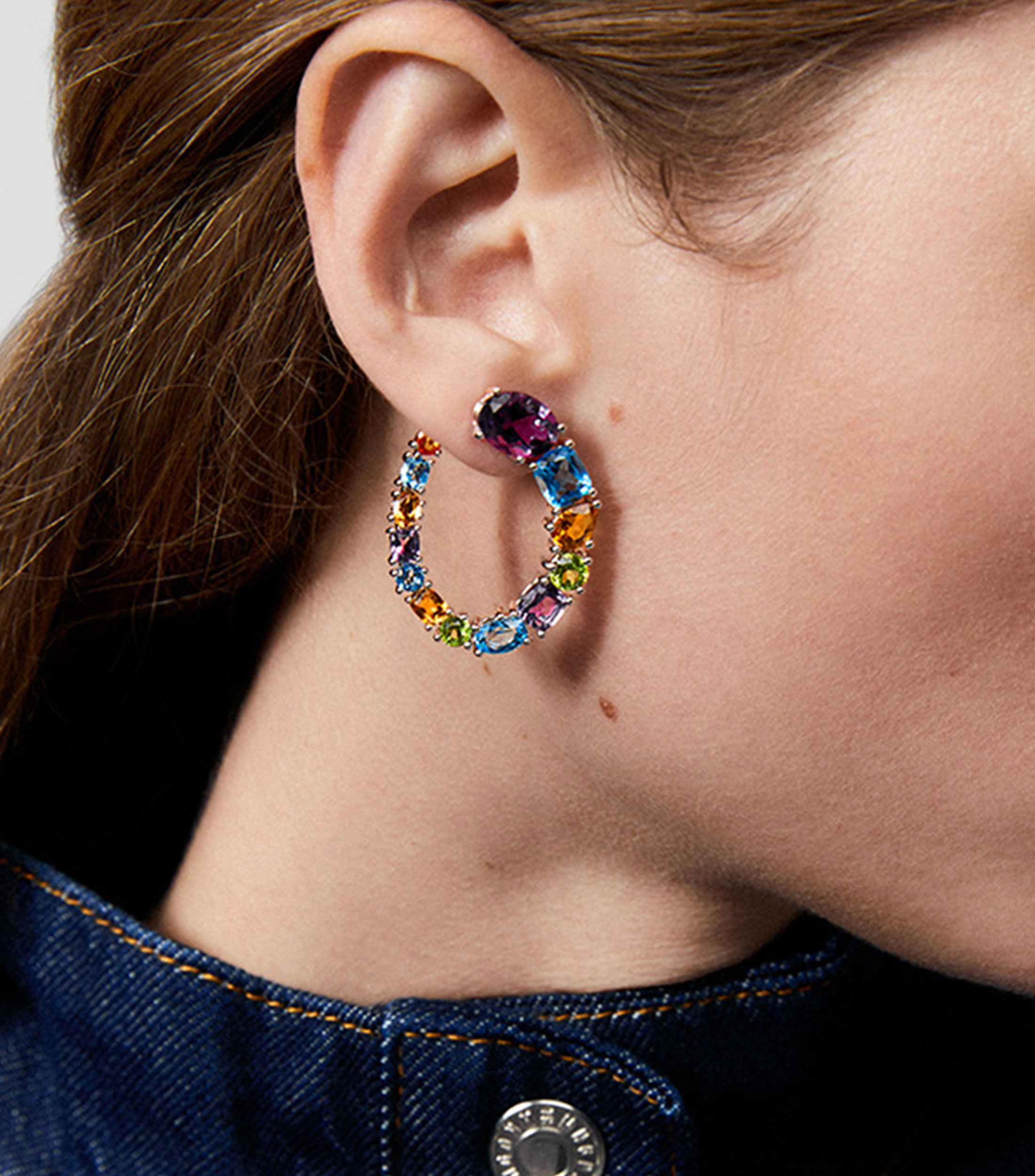 Pendientes Pop Art de Plata con topacios y citrinos Mujer
