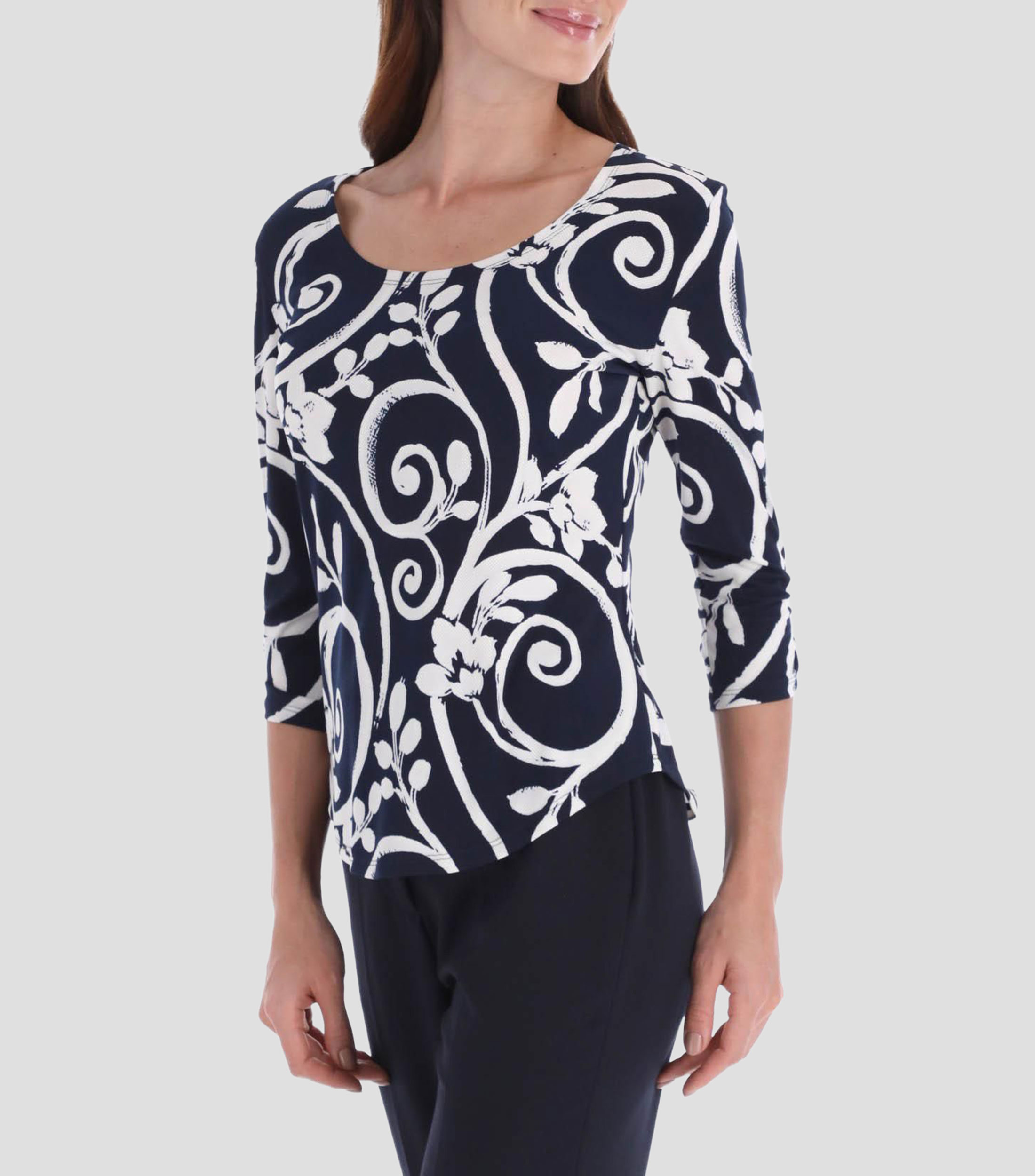 Blusa estampada manga 3/4 Mujer