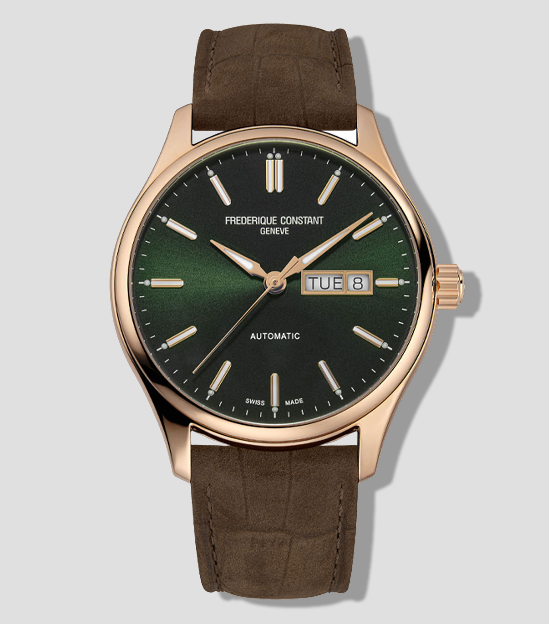 Reloj para Hombre Classic Index Casual Verde, Oro Rosa