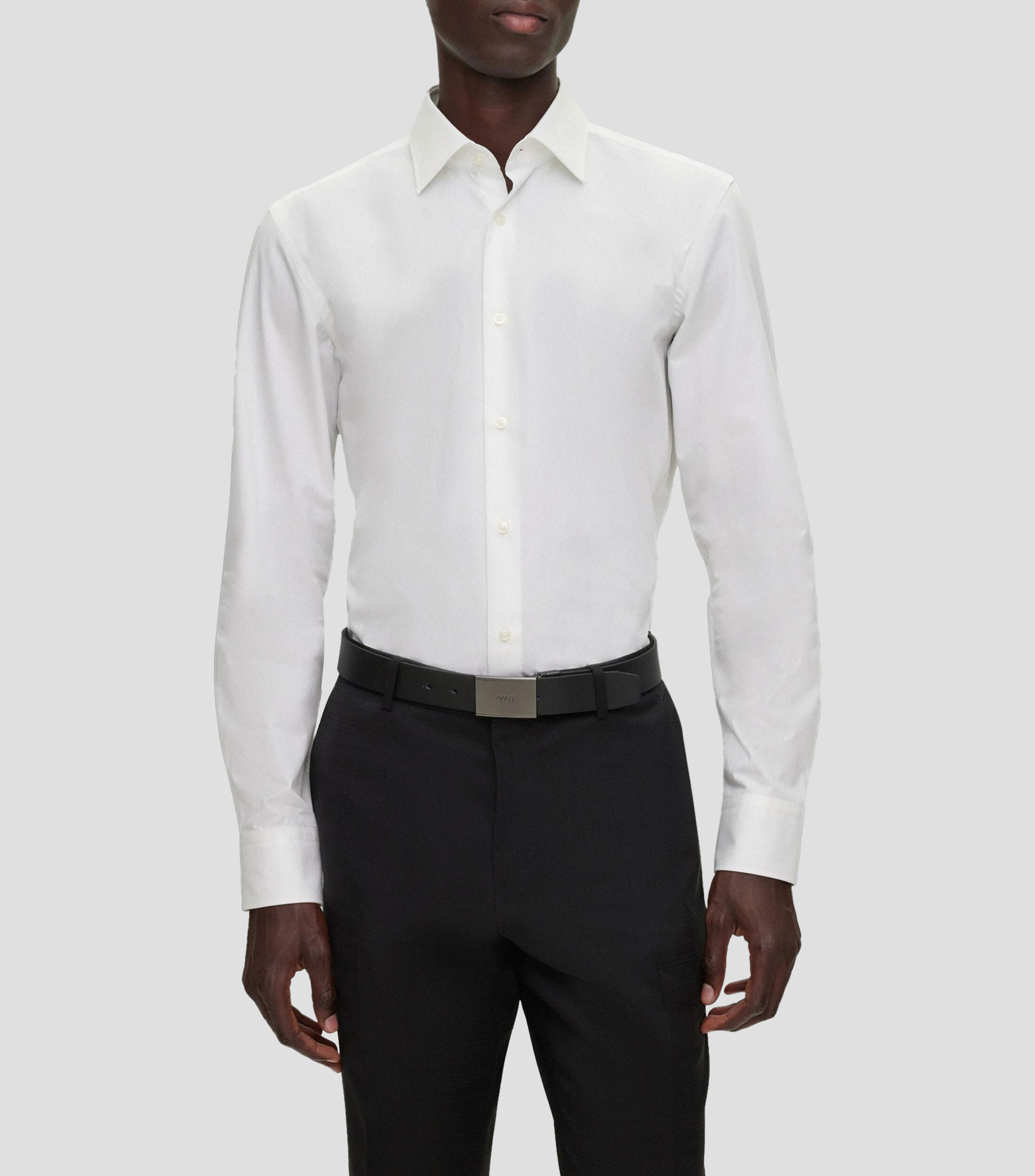 Camisa lisa manga larga Hombre