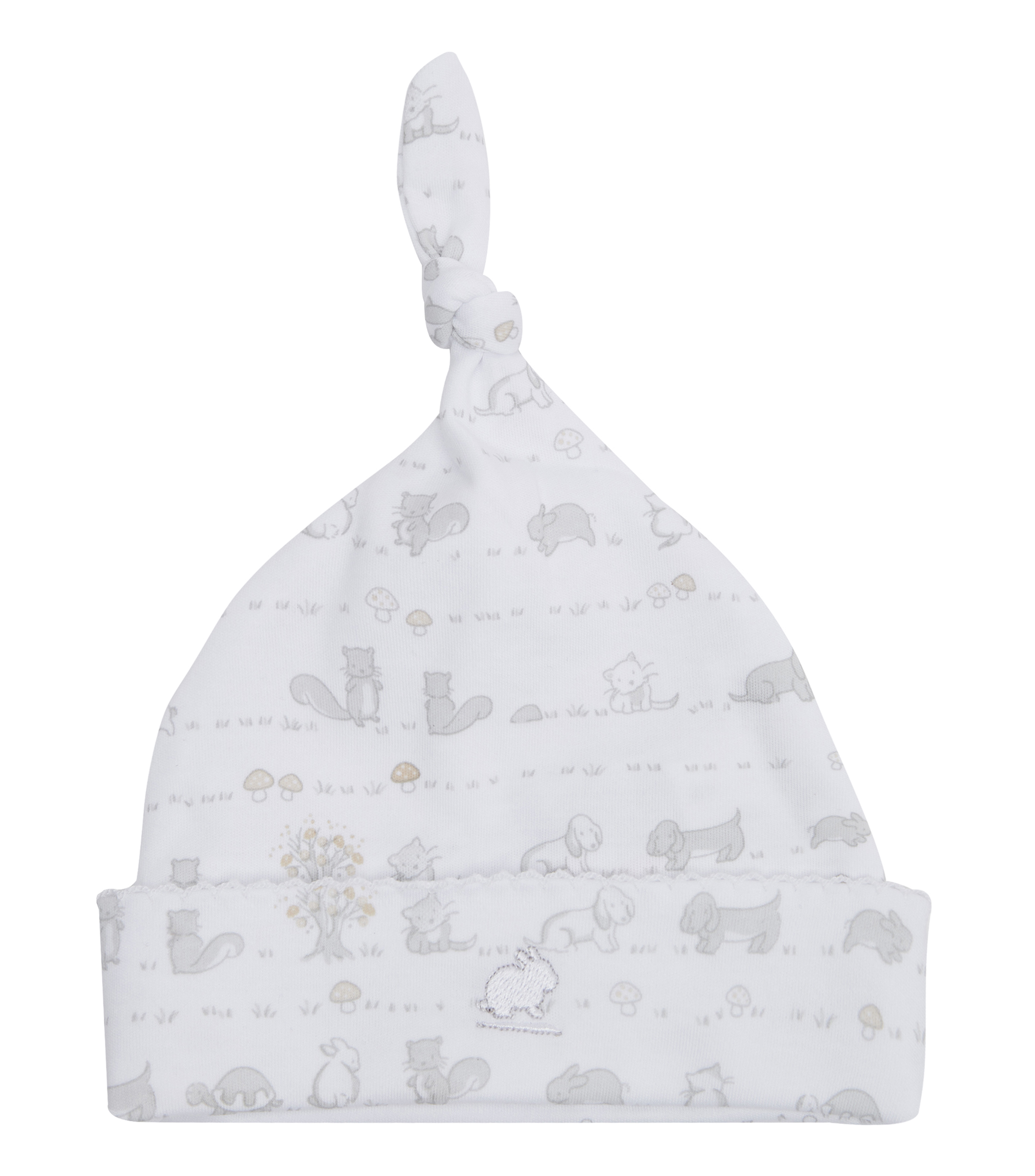 Gorro en tejido de punto en algodón pima blanco Bebés