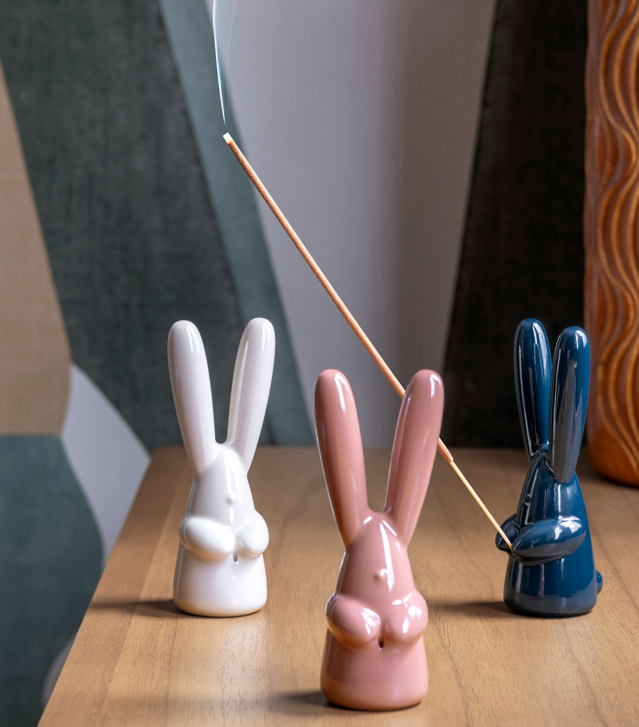 Escultura Bunny beige en porcelana