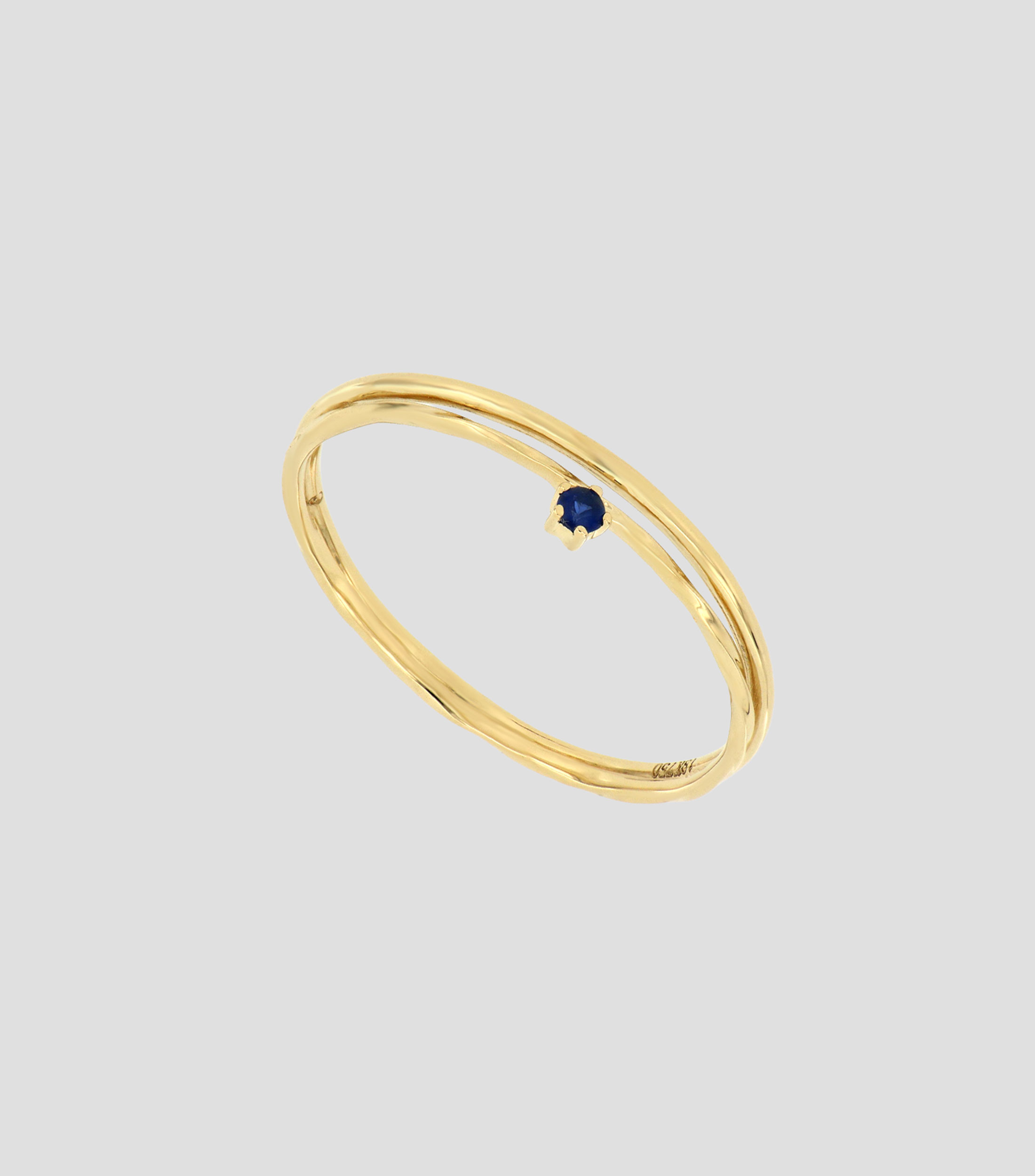 Anillo de oro amarillo 18 Kts con zafiro Mujer