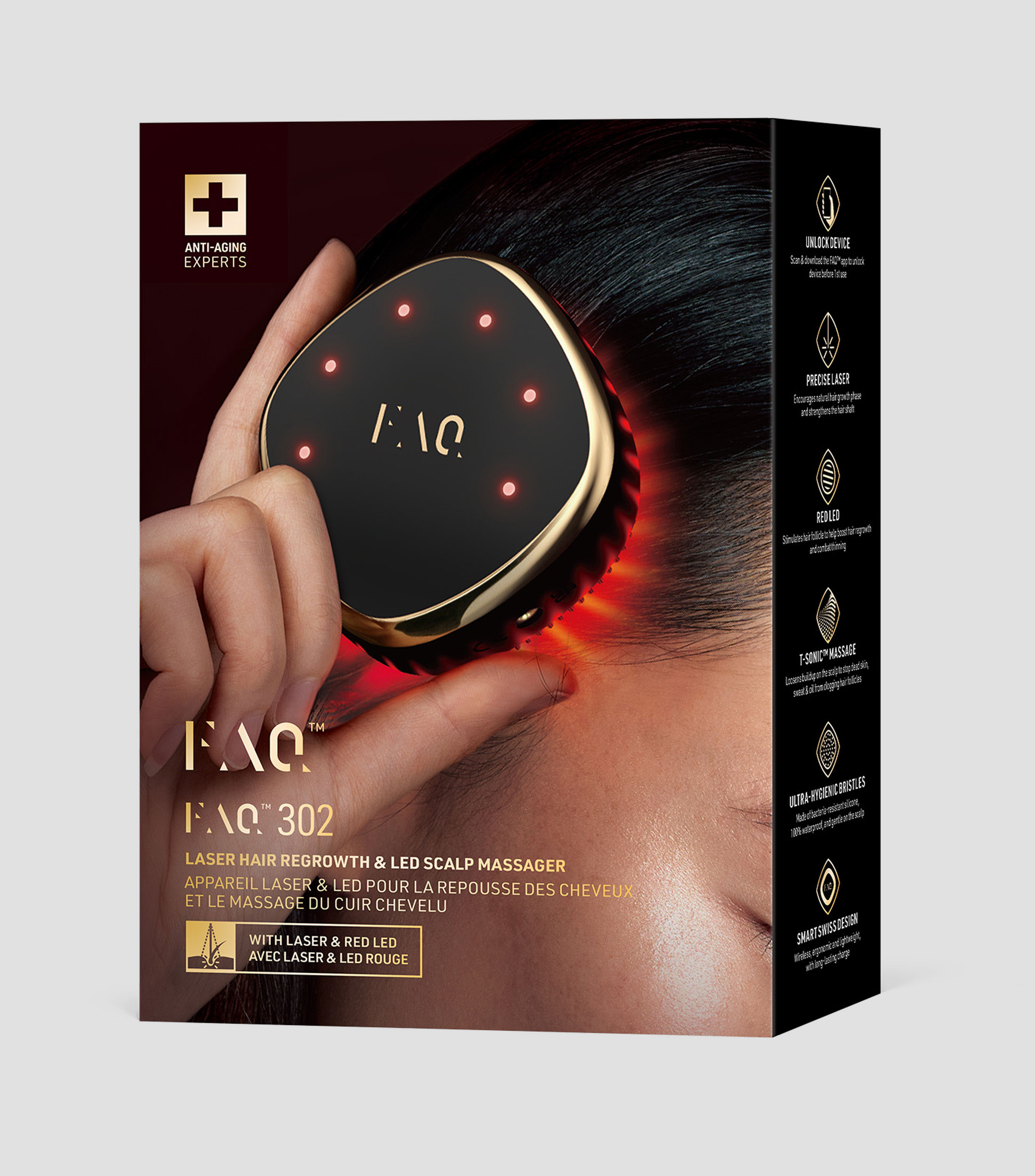 Masajeador láser y LED FAQ 302 para crecimiento de cabello