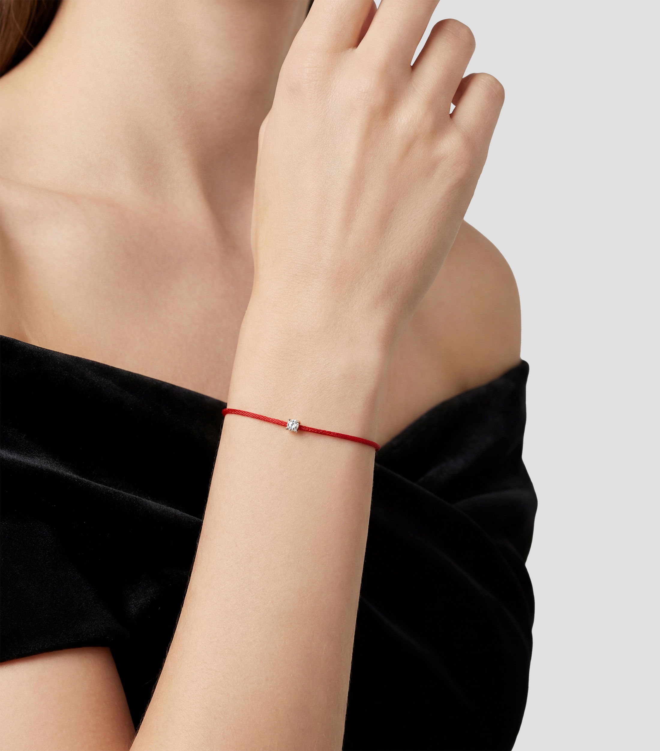 Pulsera roja con colgante y diamante Mujer