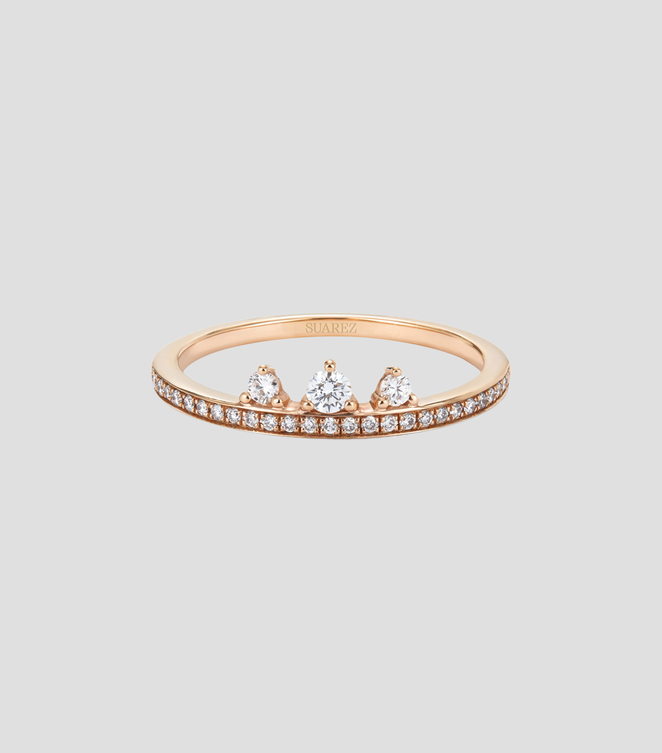 Anillo en oro rosa de 18 kilates con diamantes Mujer