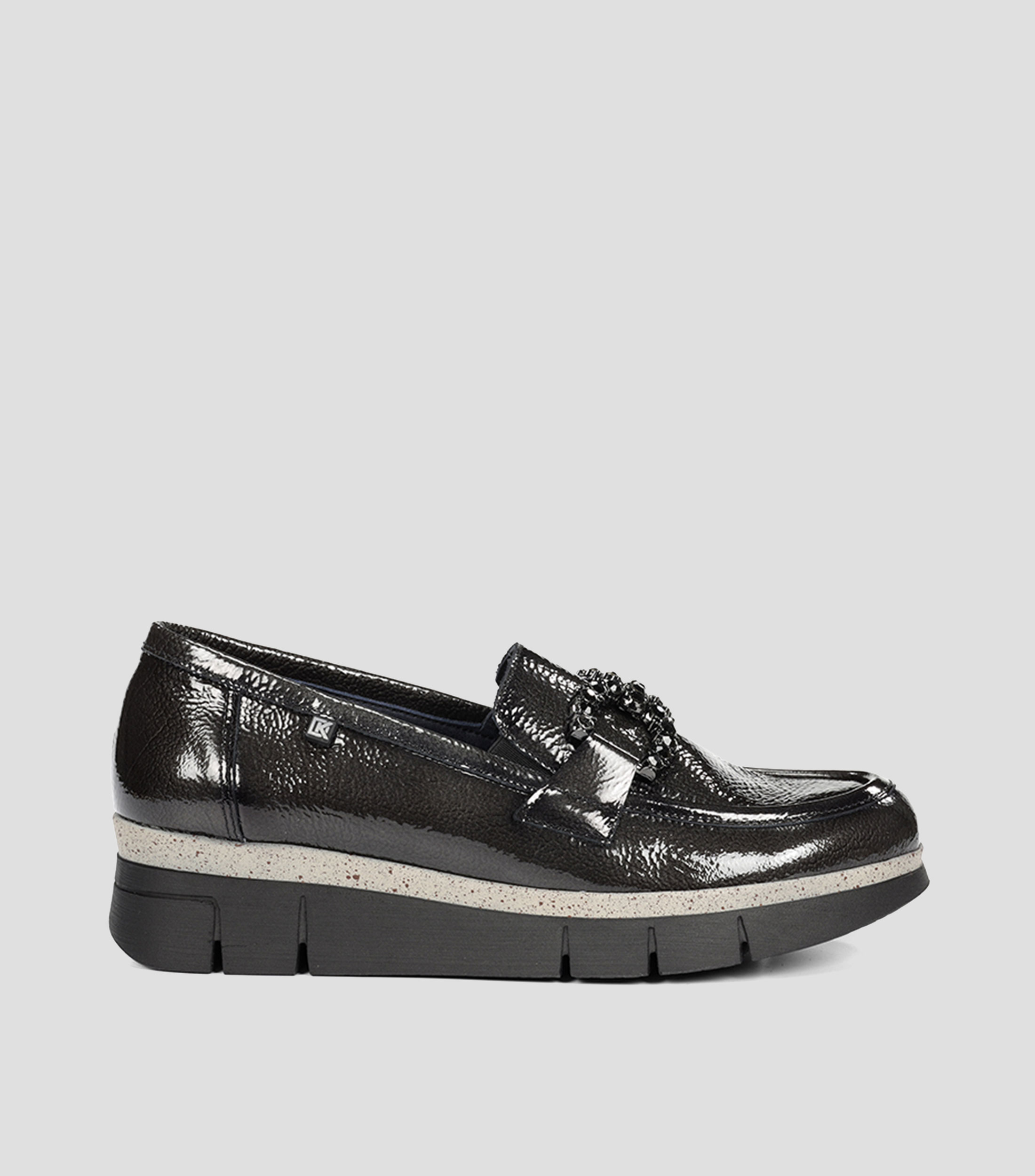Mocasines India en piel con plataforma y brillantes Mujer