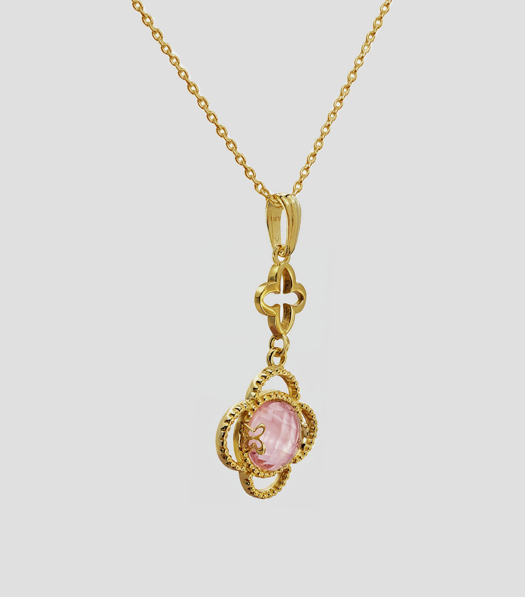 Dije en plata .925 con cristal rosa Mujer