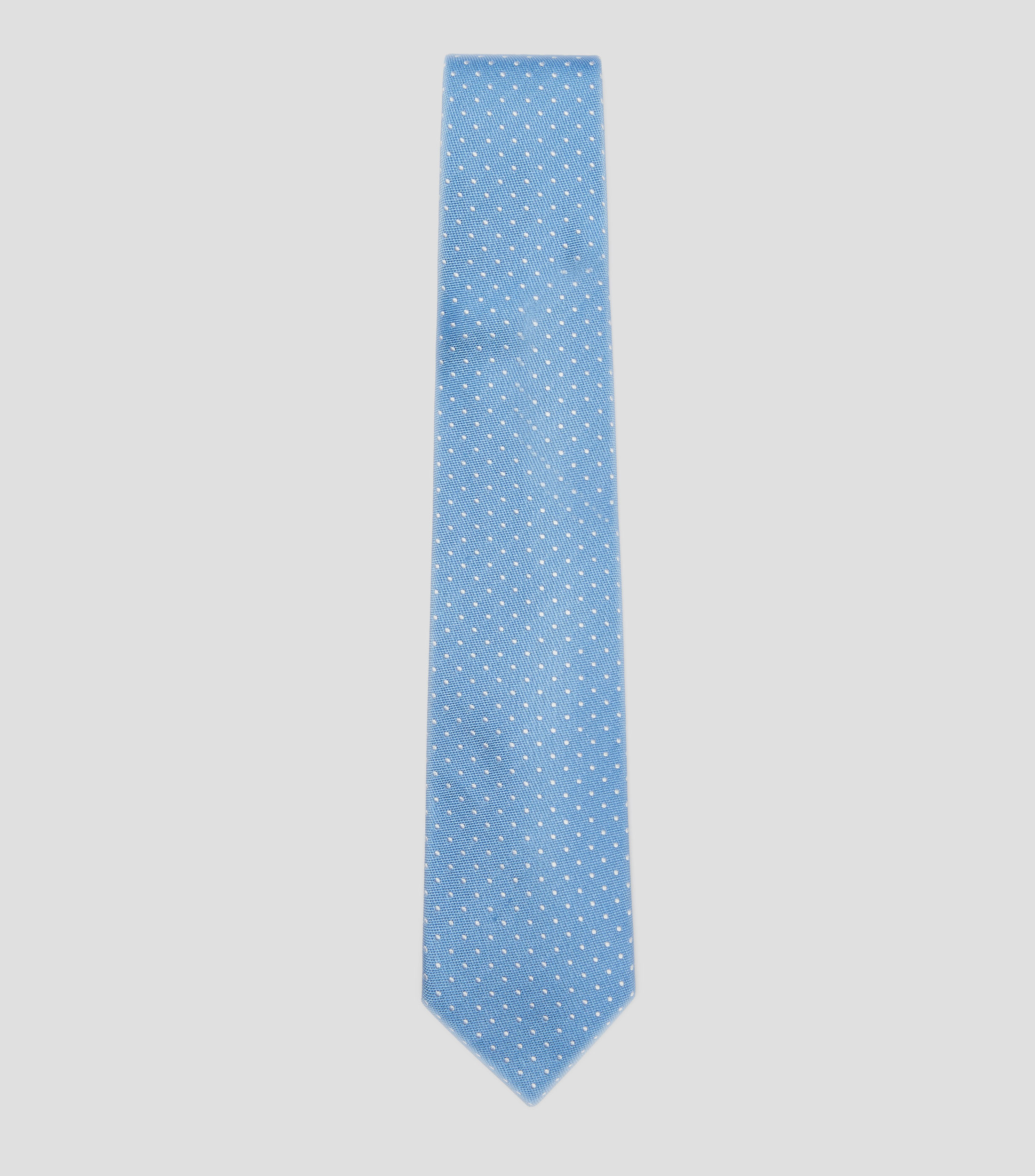 Corbata ancha en seda azul claro con polkadots Brera
