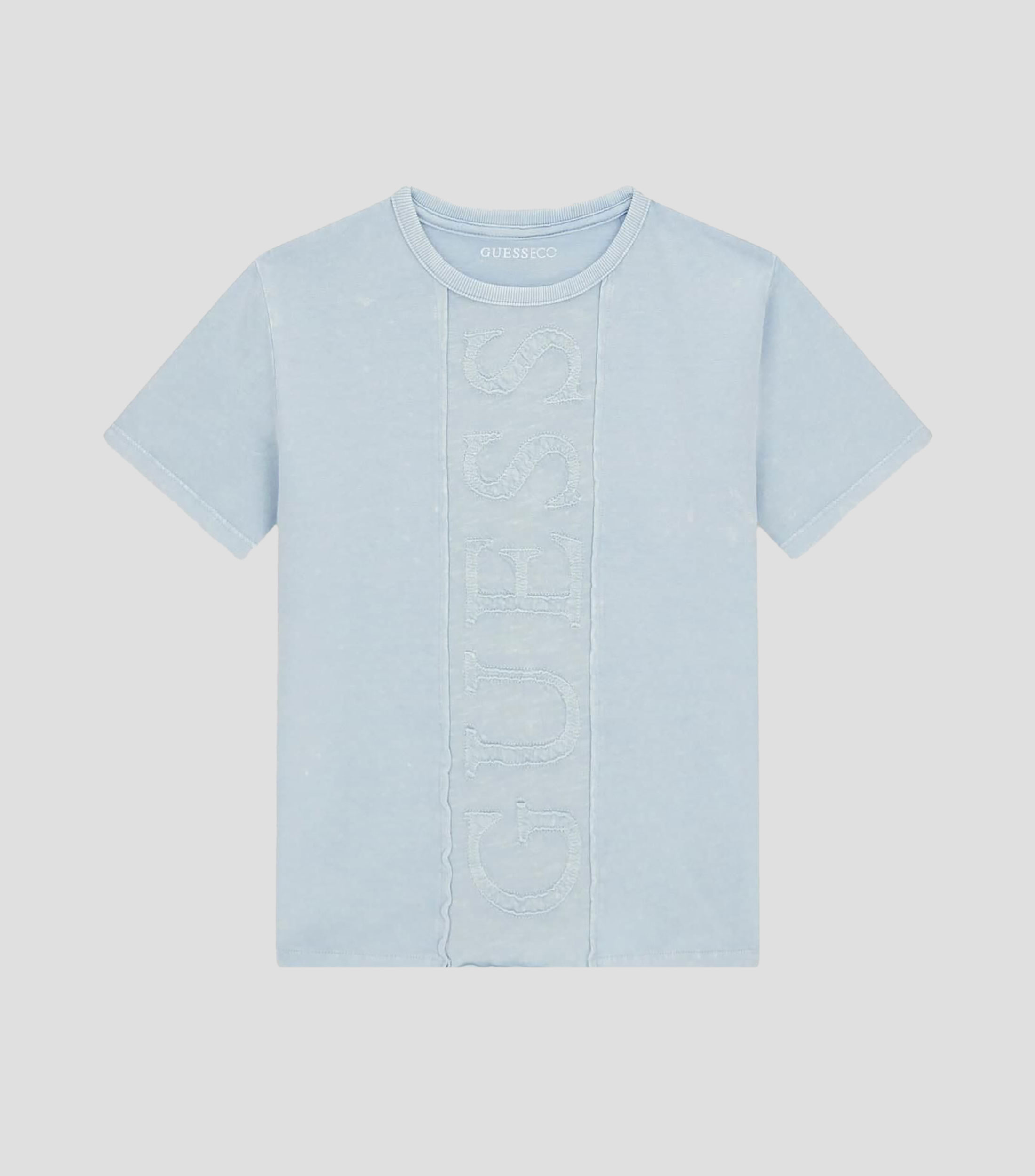 Playera cuello redondo manga corta lisa con logotipo Niño