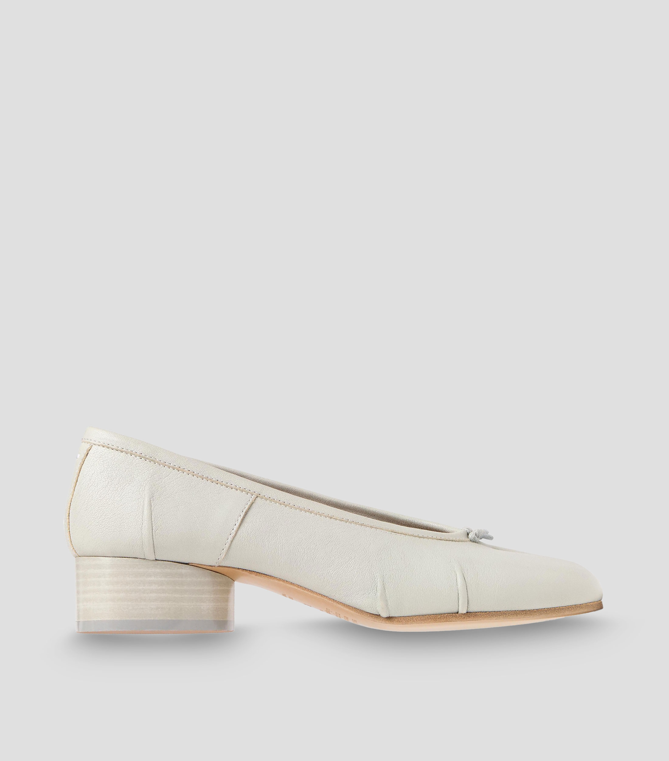 Flats en piel Tabi con tacón bajo y ancho Mujer