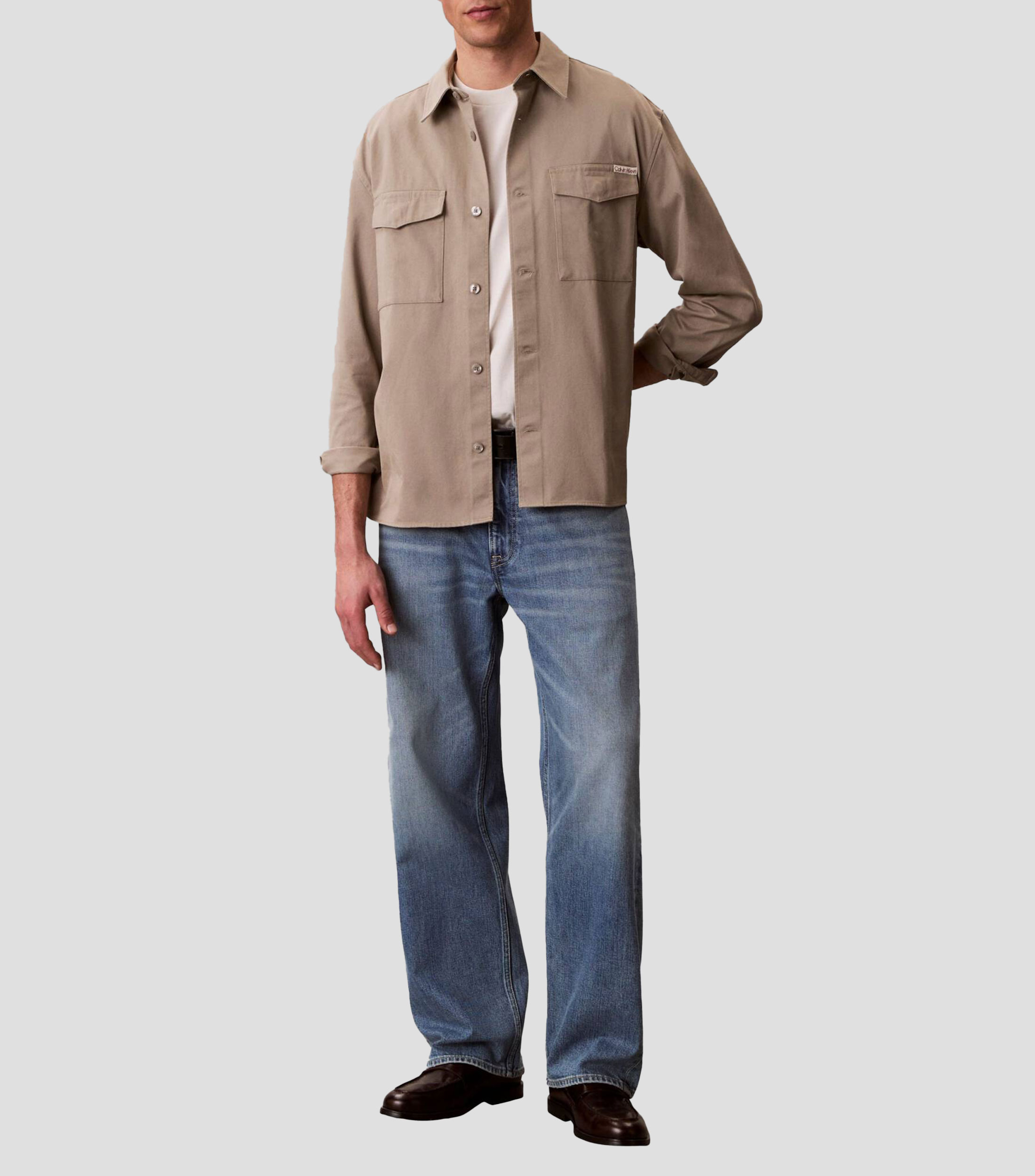 Sobrecamisa lisa manga larga Hombre