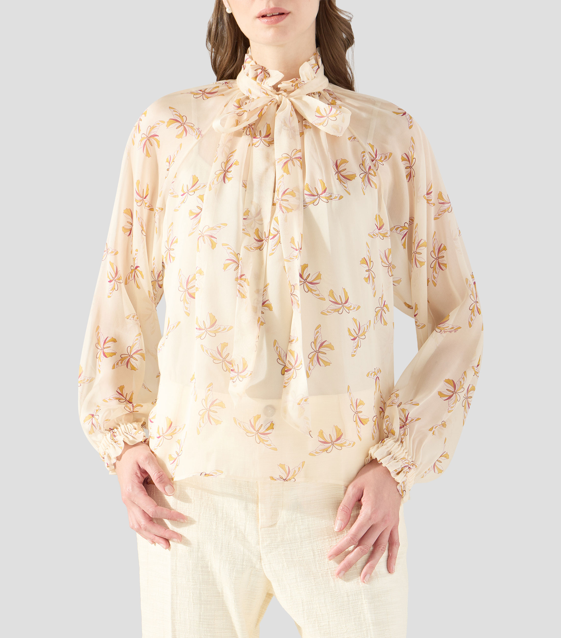 Blusa estampada con manga larga Mujer