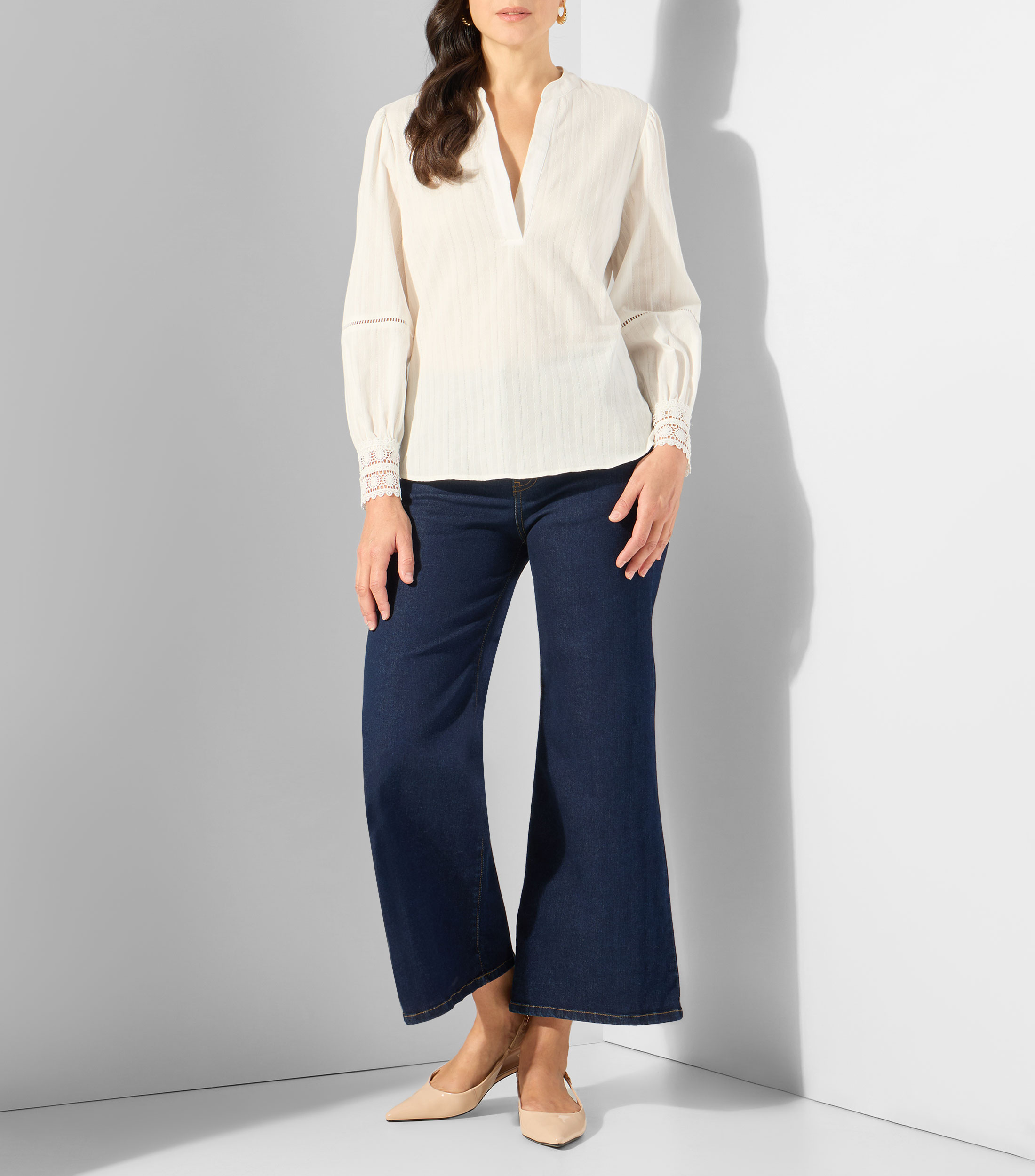 Blusa lisa con manga larga Mujer