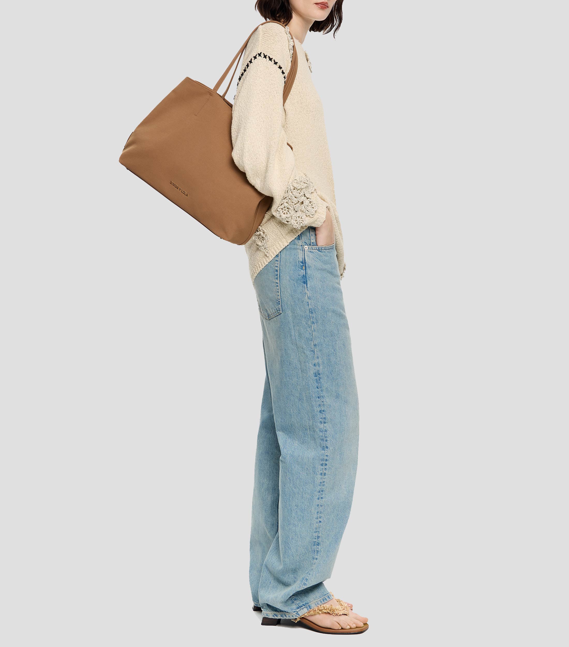 Bolsa shoulder Chihuahua grande gabardina canela Mujer