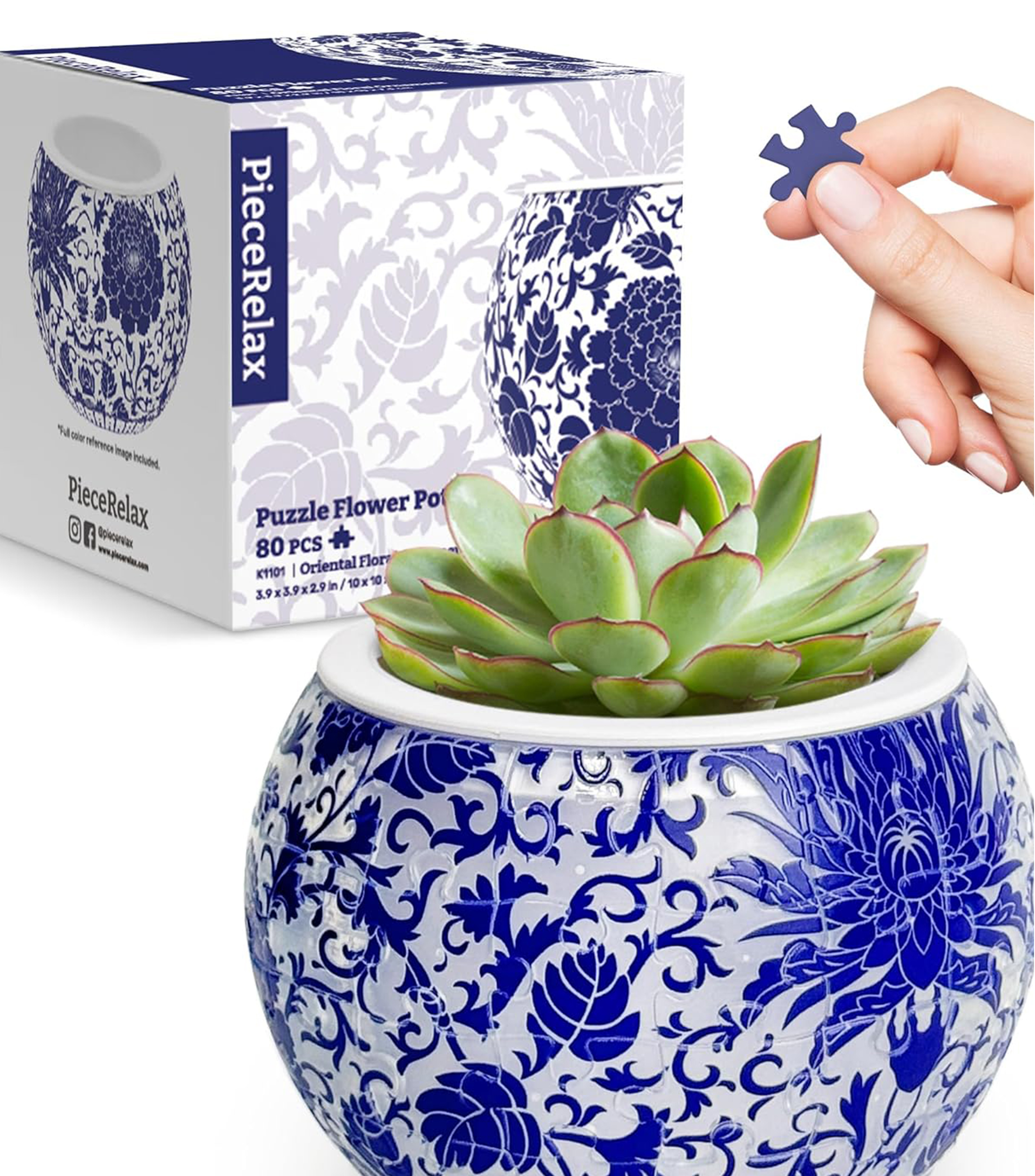 Maceta Rompecabezas 3D Flores Orientales