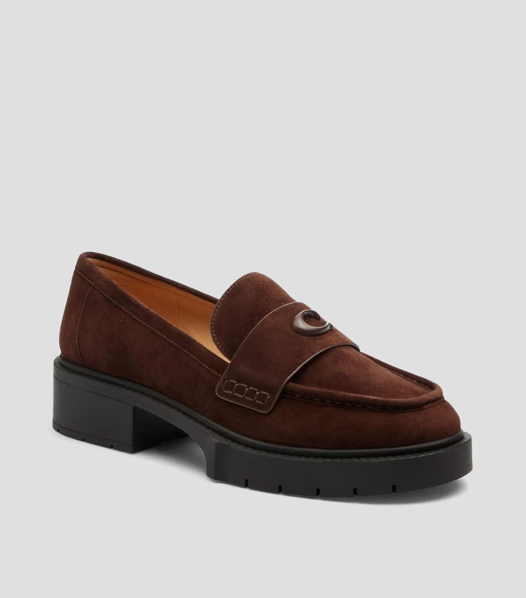 Mocasines Leah en piel con tacón bajo ancho y logo Mujer