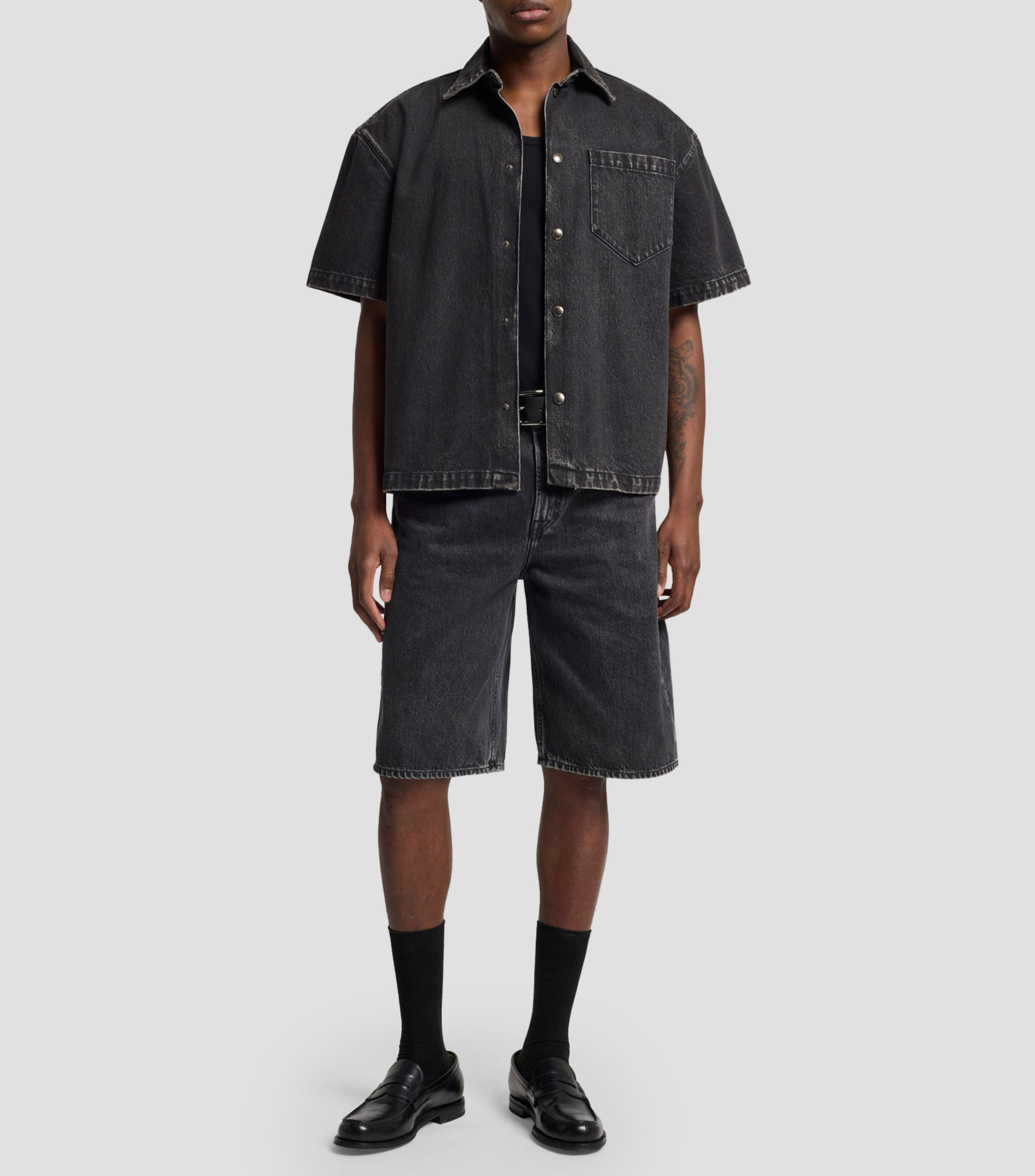 Camisa en mezclilla manga corta Hombre