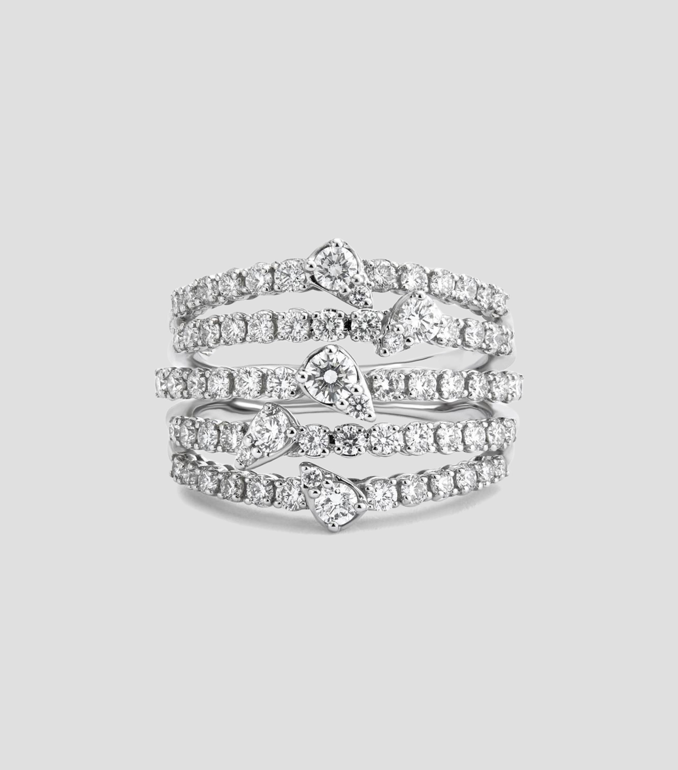 Anillo multibrazo en Oro blanco de 18 Kilates con 70 diamantes en talla brillante Mujer