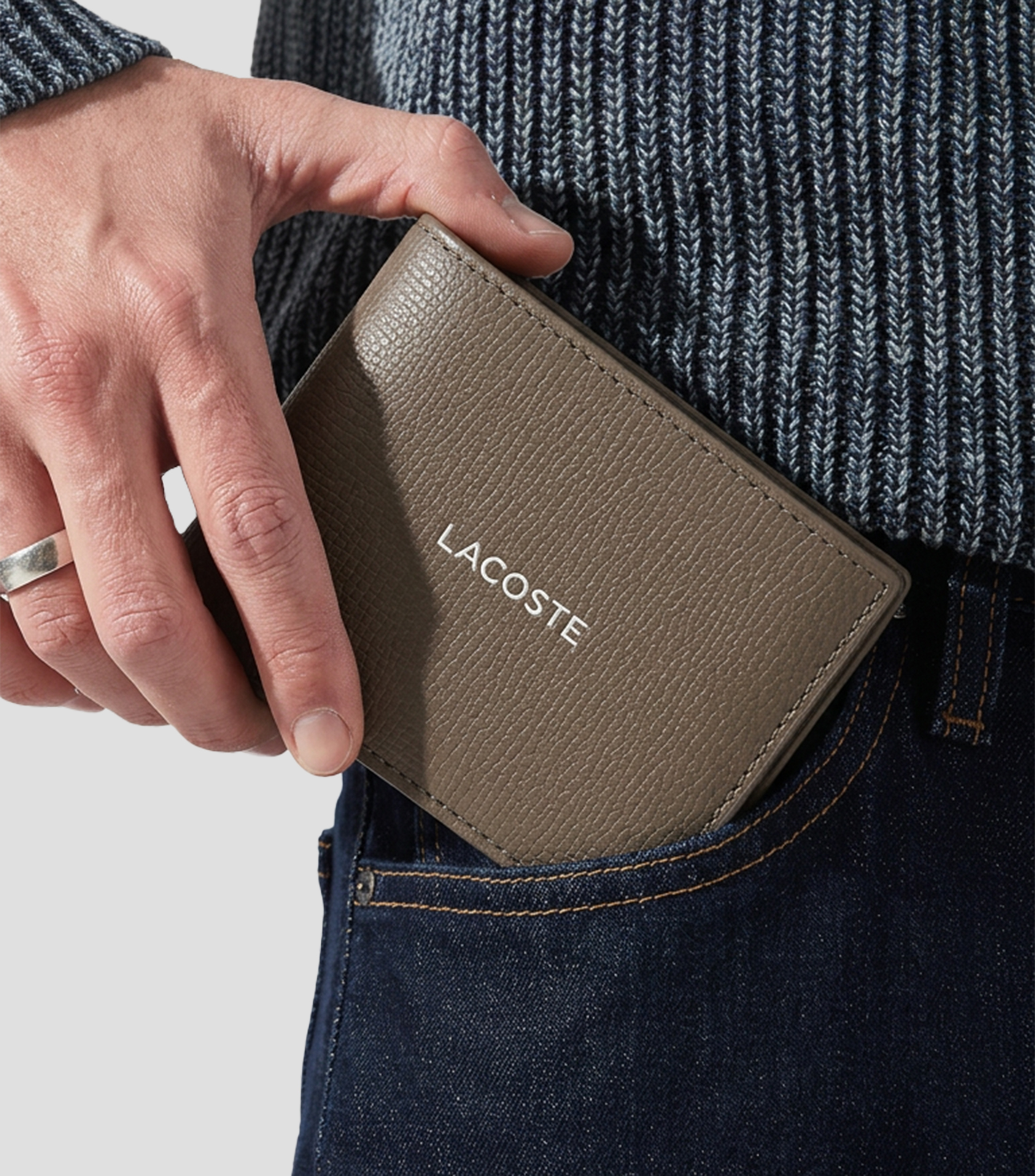 Cartera bifold en piel vacuna fantasía Hombre