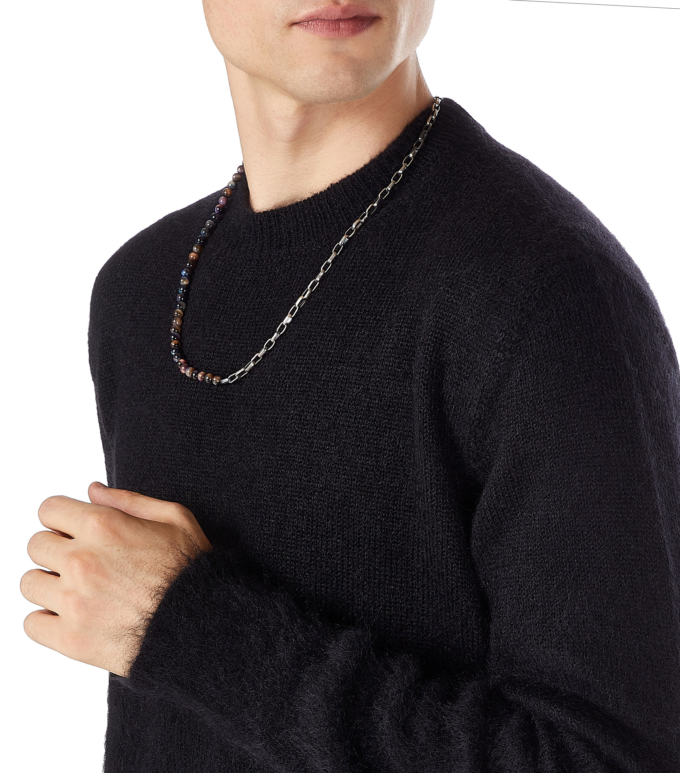 Collar Pink Tiger Eye amp Silver en plata Hombre