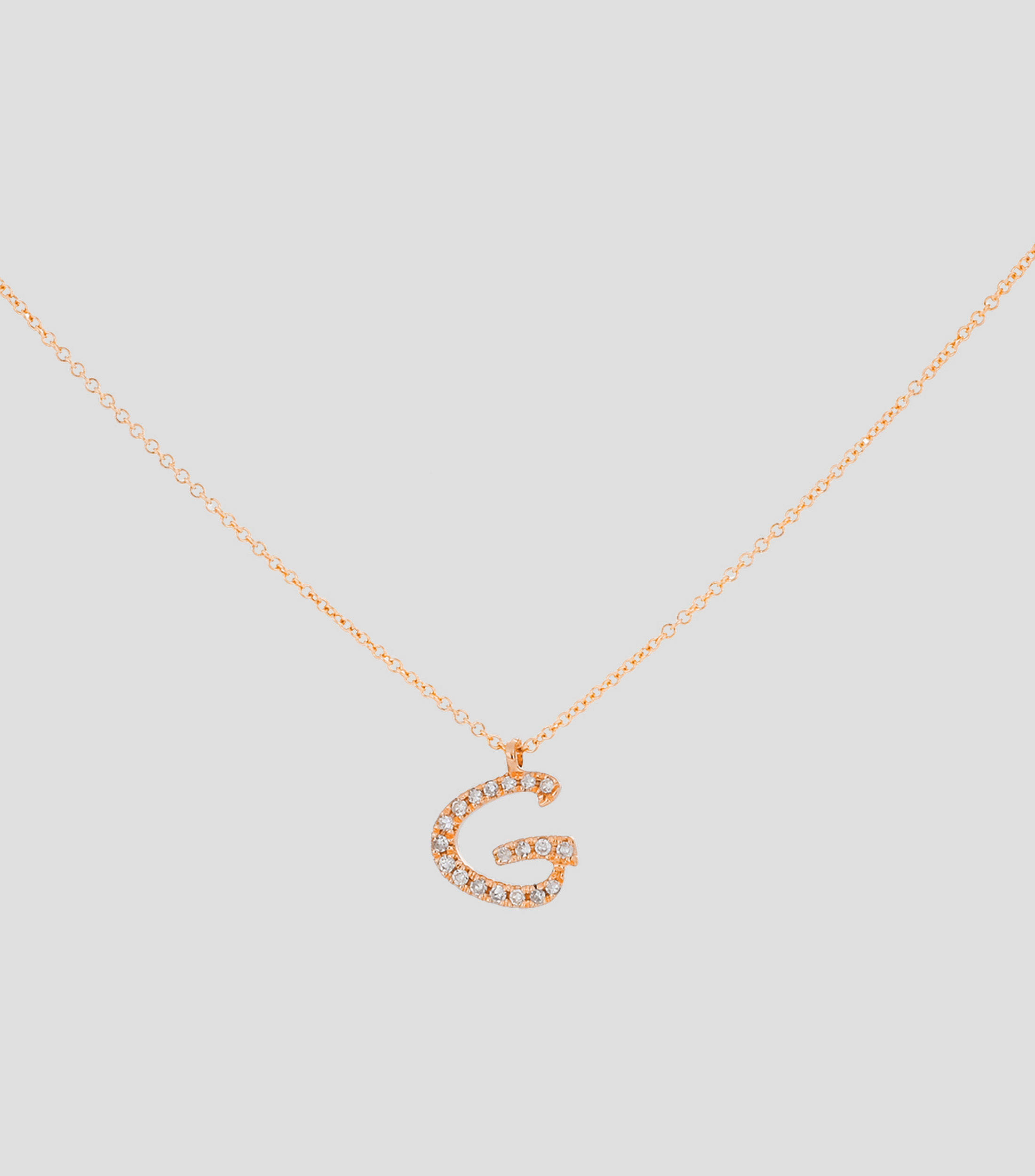 Dije Letra quotGquot en Oro rosa de 14 kilates Iniciales con diamantes Mujer
