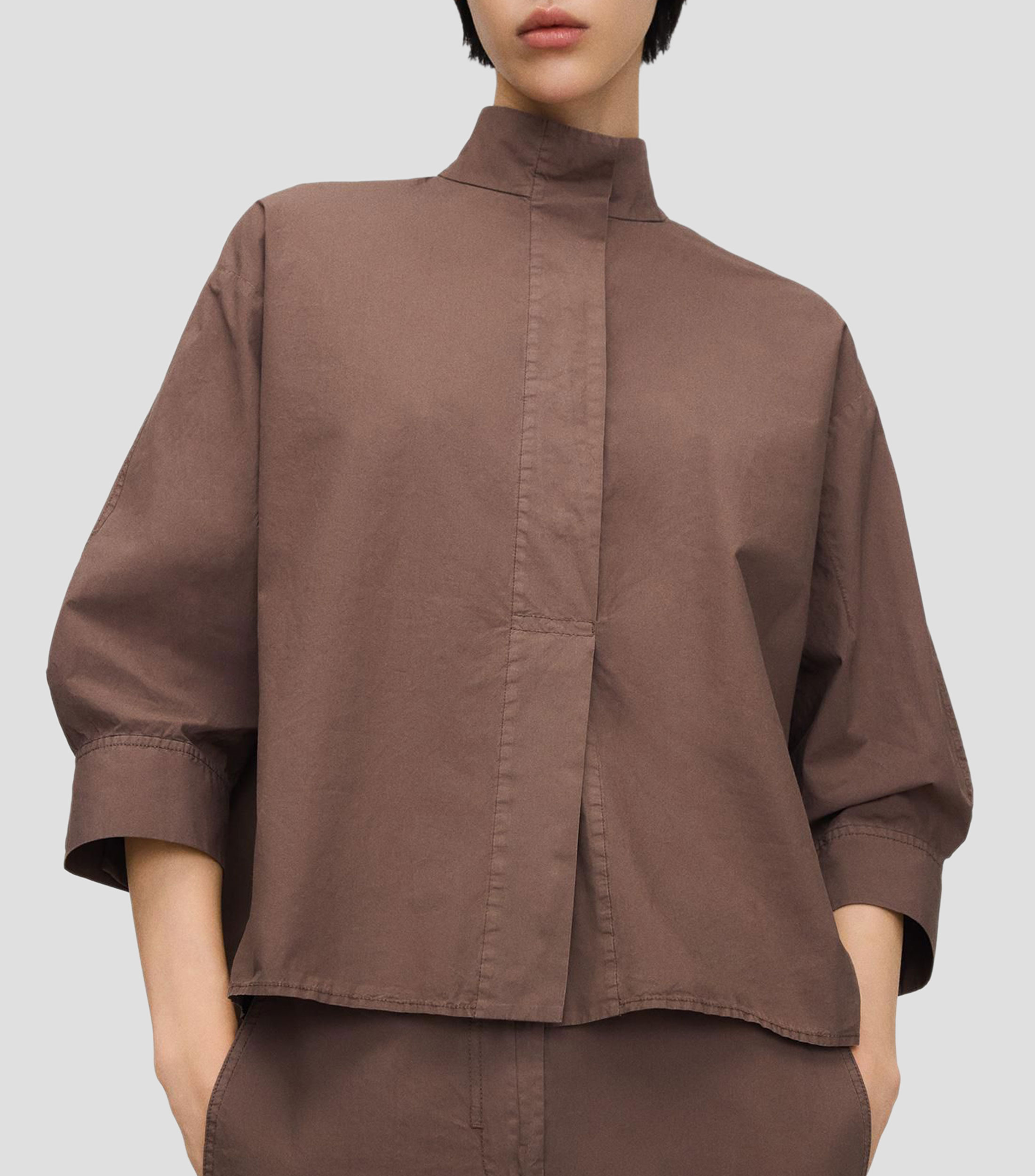 Camisa lisa con manga 3/4 Mujer